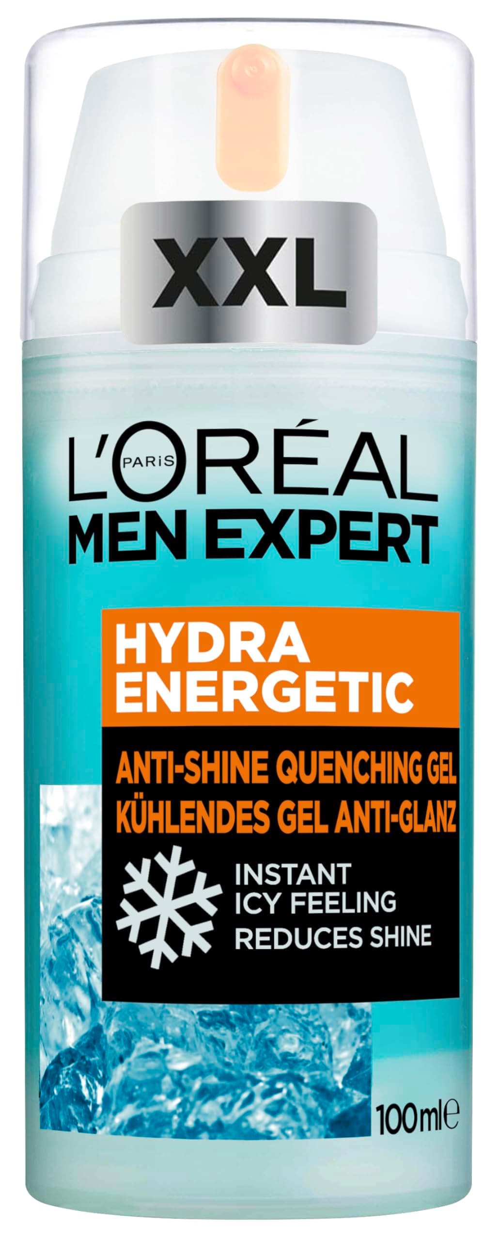 L'Oréal Men Expert XXL kühlende Gesichtspflege Anti-Glanz für Männer, Erfrischendes und mattierendes Gesichtsgel, Gesichtscreme für Herren, Hydra Energy, [Amazon Exclusive], 1 x 100 ml