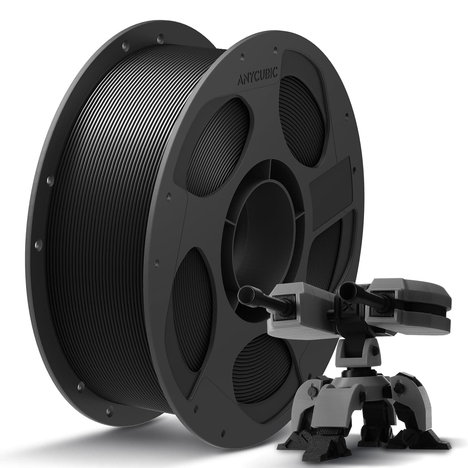 ANYCUBIC PLA+ Filament 1.75mm, PLA Plus, Maßgenauigkeit +/-0,02mm, Hohe Zähigkeit und Präzision -3D-Druckmaterialien, Intelligente Identifikation,1KG Schwarz