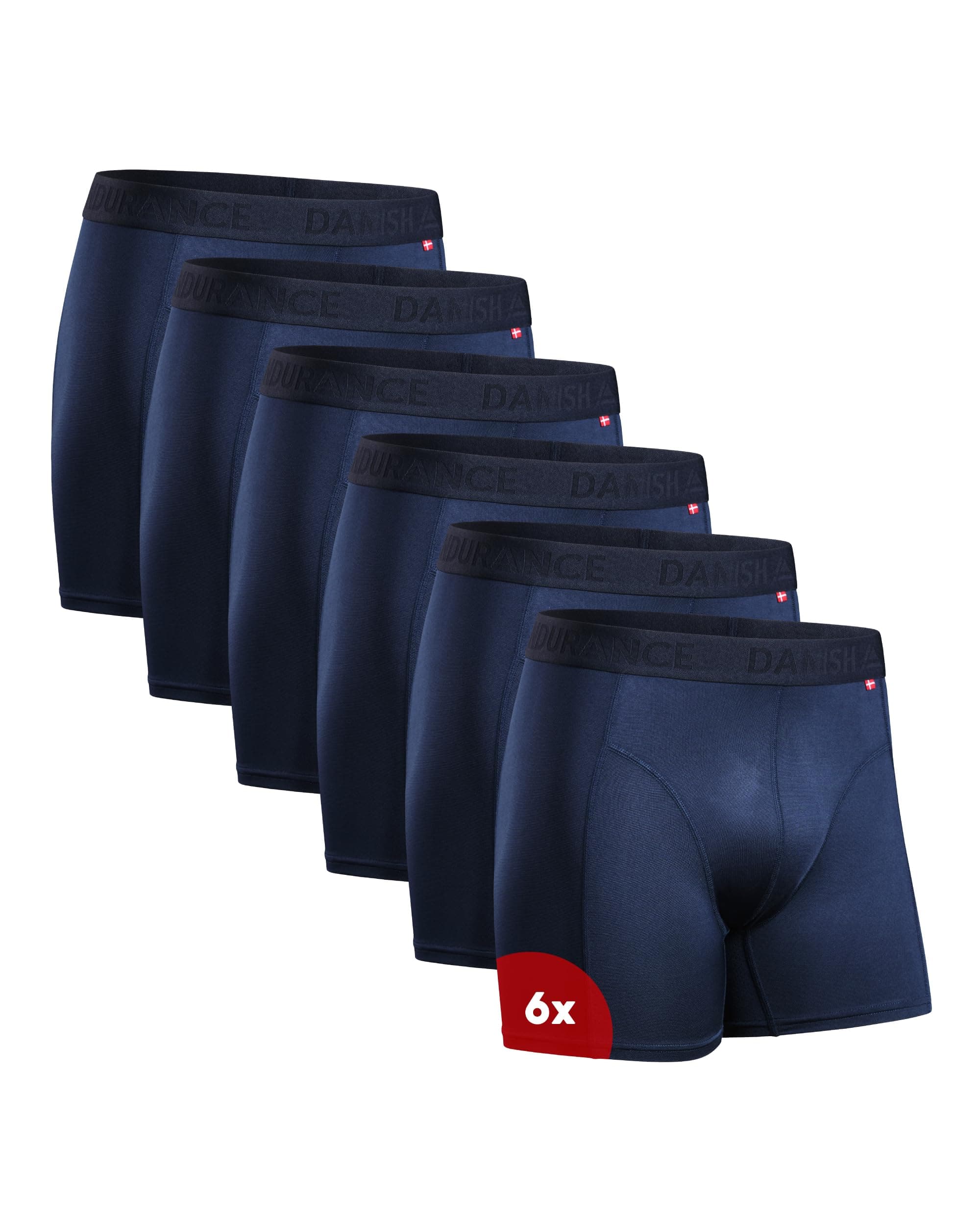 DANISH ENDURANCE Calzoncillos tipo bóxer de rendimiento para hombre (paquete de 6) – Absorbe la humedad, comodidad de secado rápido con ajuste extralargo