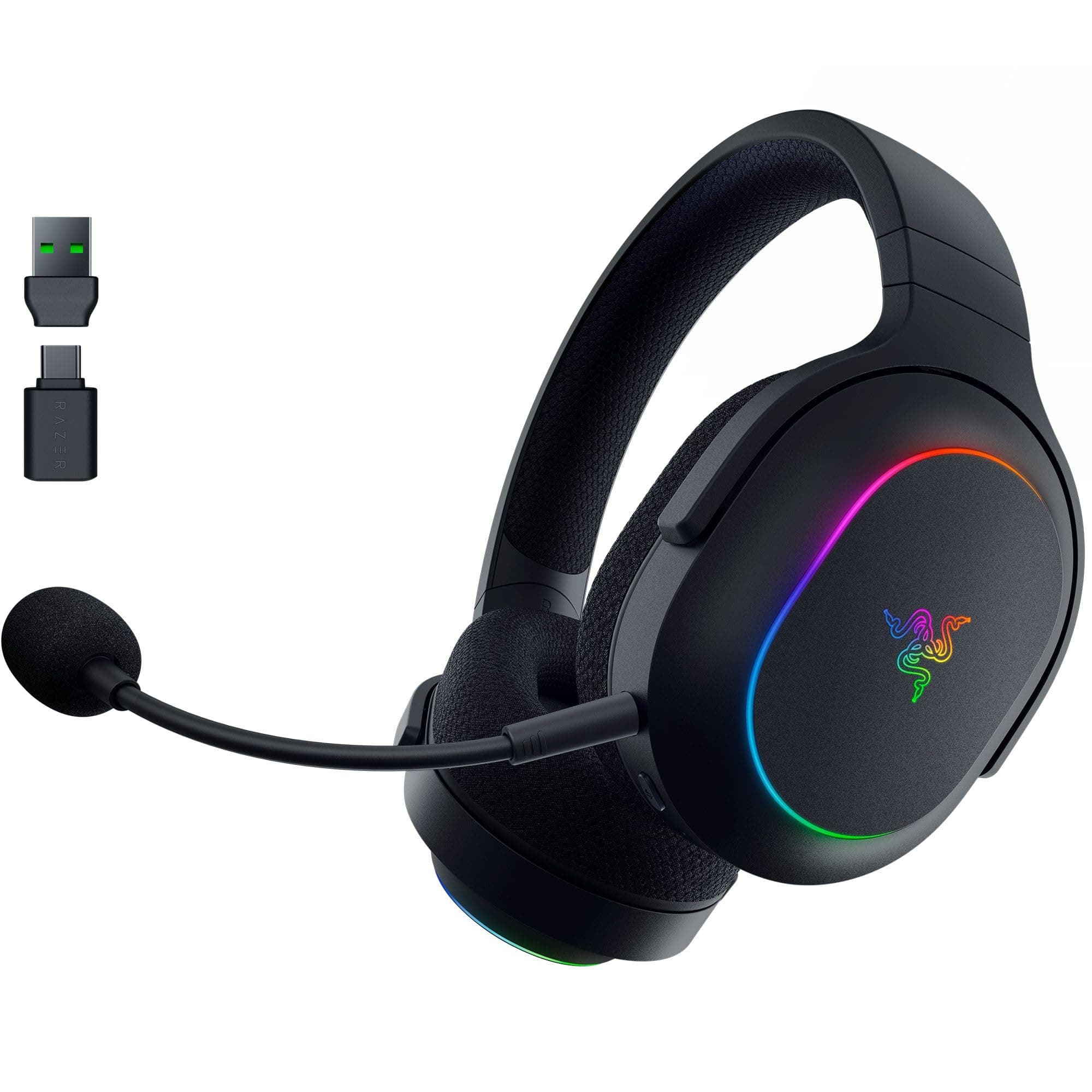 Razer Barracuda X Chroma - Cuffie da gioco wireless multipiattaforma con 6 zone Chroma RGB (SmartSwitch Hyperspeed e Bluetooth, driver da 40 mm, microfono cardioide HyperClear staccabile) Nero