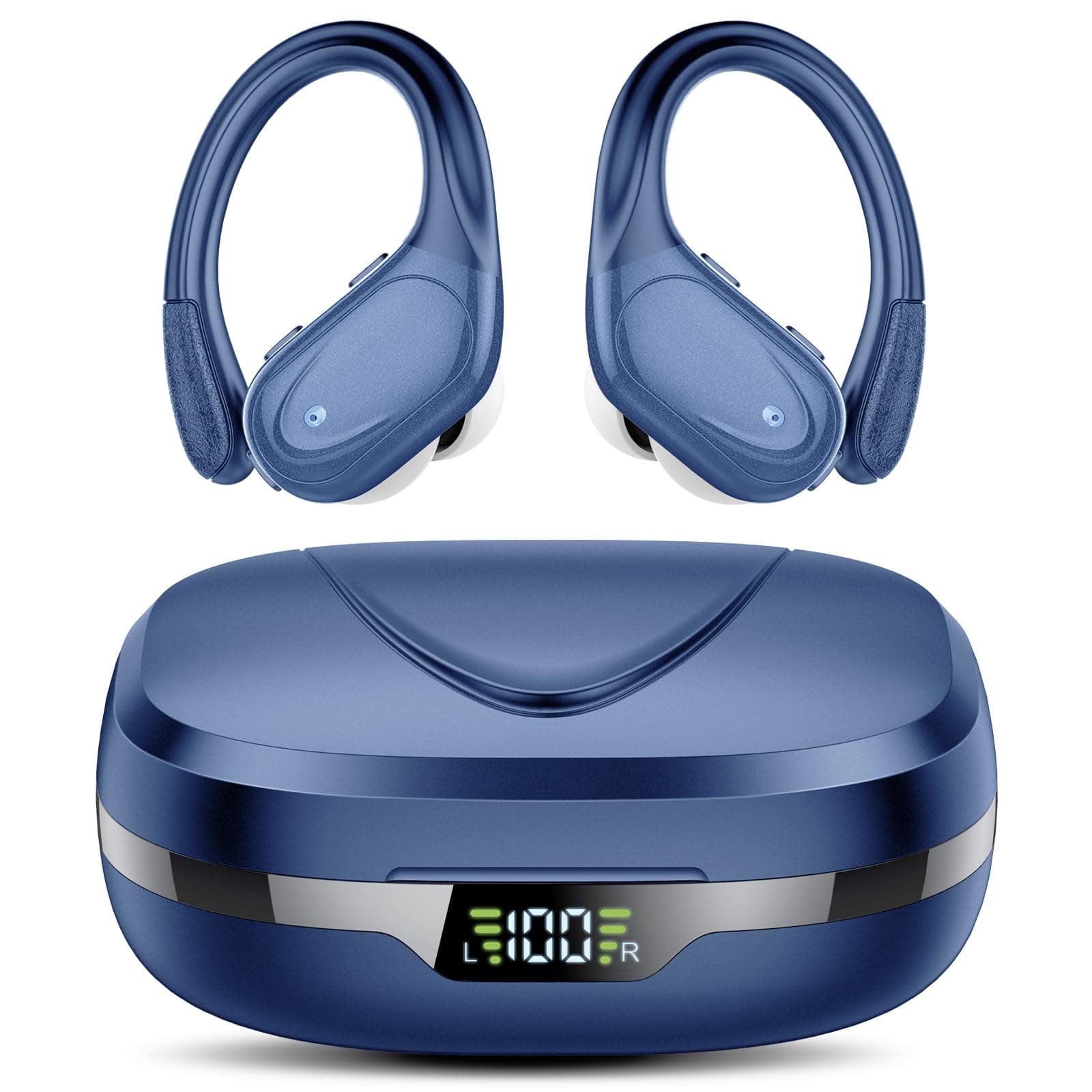 Ecouteurs Bluetooth sans Fil Sport, 60H Casque 5.3 avec CVC8.0 Antibruit, Ecouteurs sans Fil avec 4 ENC Mic, IPX7 Étanche Oreillette Bluetooth, Écouteurs pour Running Bleu Clair