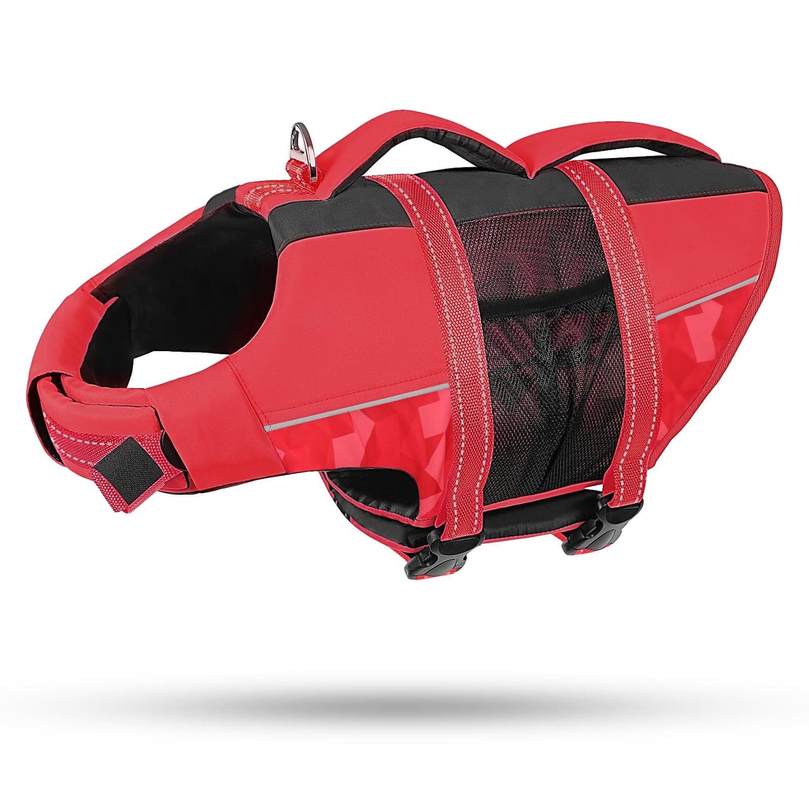 CITÉTOILE Gilet de Sauvetage pour Chien, Bouée de Sauvetage Réglable avec Poignée, Maillot de Bain de Sécurité Aquatique pour Piscine de Plage, Rouge, L