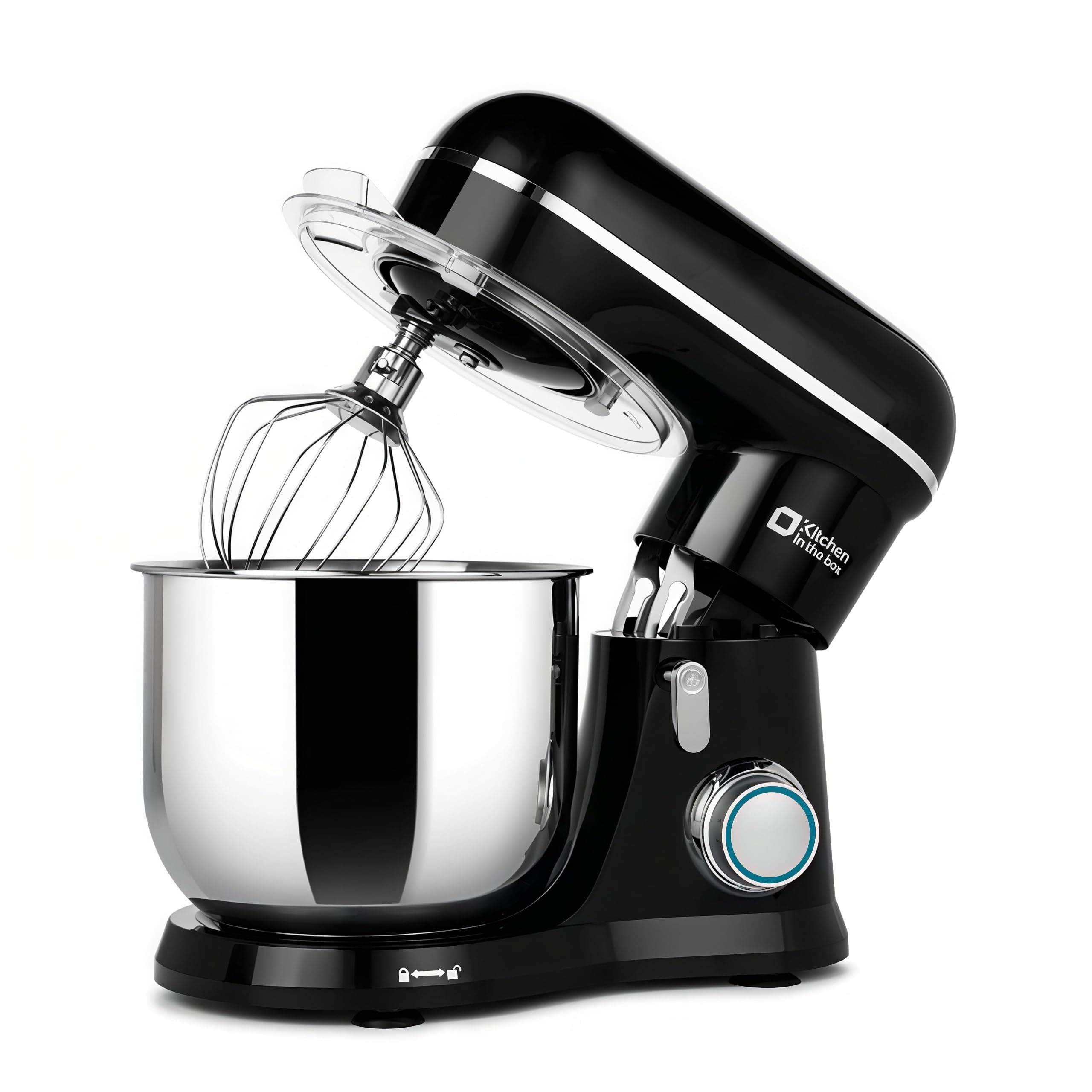 Kitchen in the box Impastatrice Planetaria, 3,5L Piccolo Planetaria Professionale, 10 Velocità Impastatrice Pizza con Uncino Impastatore, Mescolatore, Frusta Sbattitric (Nero)