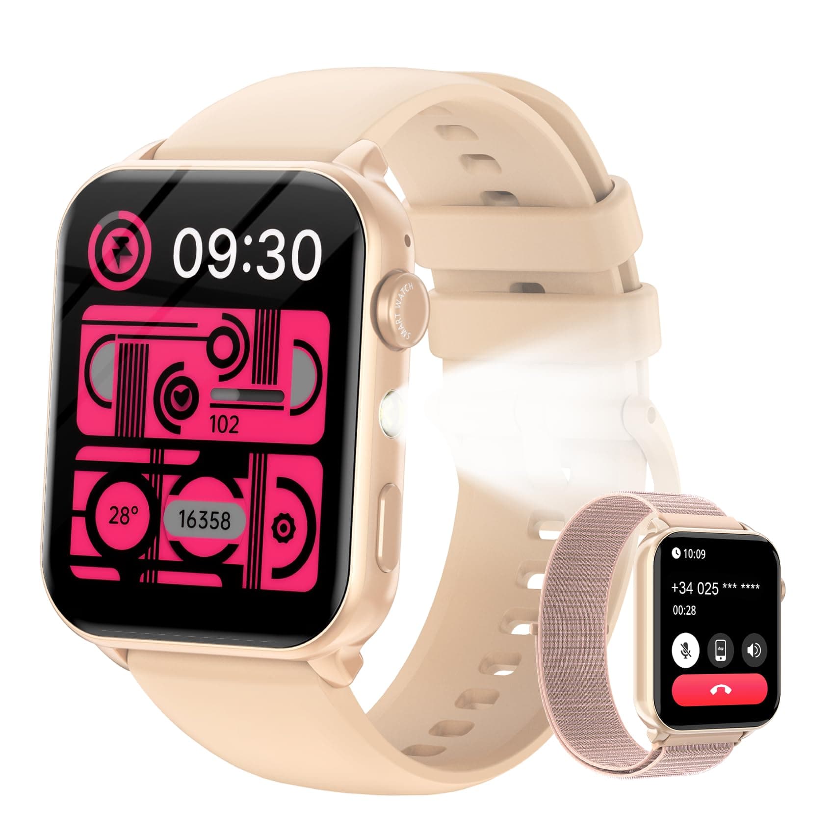 Yxtel Reloj Inteligente Mujer, Smartwatch Mujer con 2 Correas, Pantalla 1.91", Llamadas Bluetooth, Monitor Cardíaco 24h, SpO2, Sueño, 100 Modos Deporte para iOS y Android