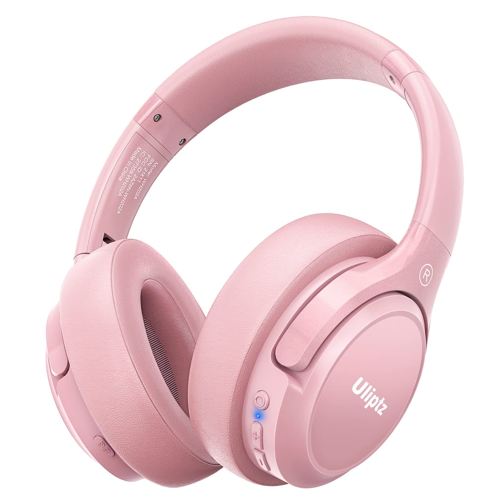 Uliptz Cuffie Wireless Bluetooth, 65 Ore Di Riproduzione, 6 EQ Modalità di Suono, Cuffie Senza Fili Stereo HiFi Over Ear con Microfono, Cuffie Bluetooth 5.3 per Viaggio/Ufficio/Telefono/PC (Rosa)
