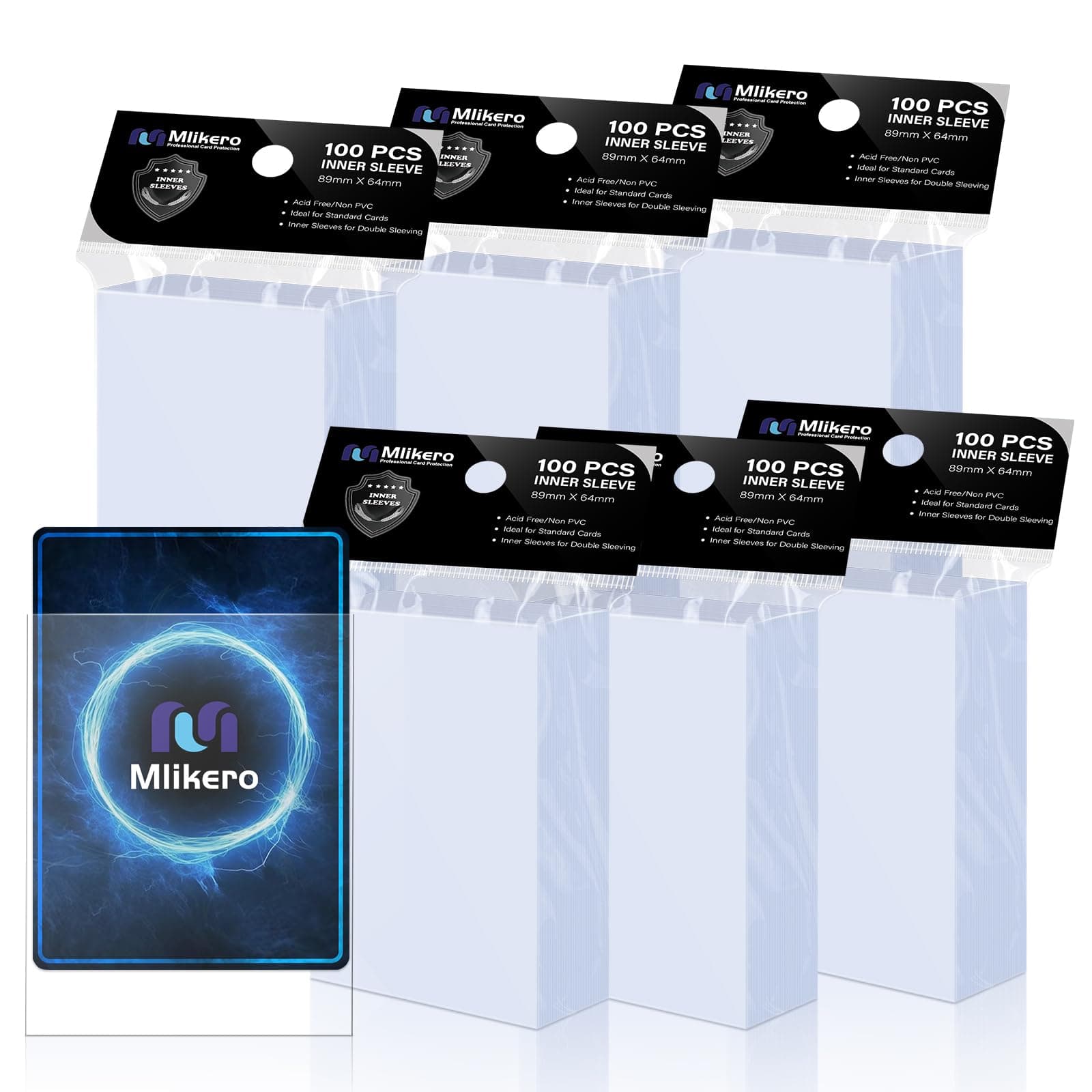 Mlikero 600 Pochettes Inner Sleevs, Perfect Fit Card Sleeves pour Pochettes Doubles, Slive Carte pour Cartes à Collectionner, Cartes de Football, Cartes de Baseball (64 x 89mm)