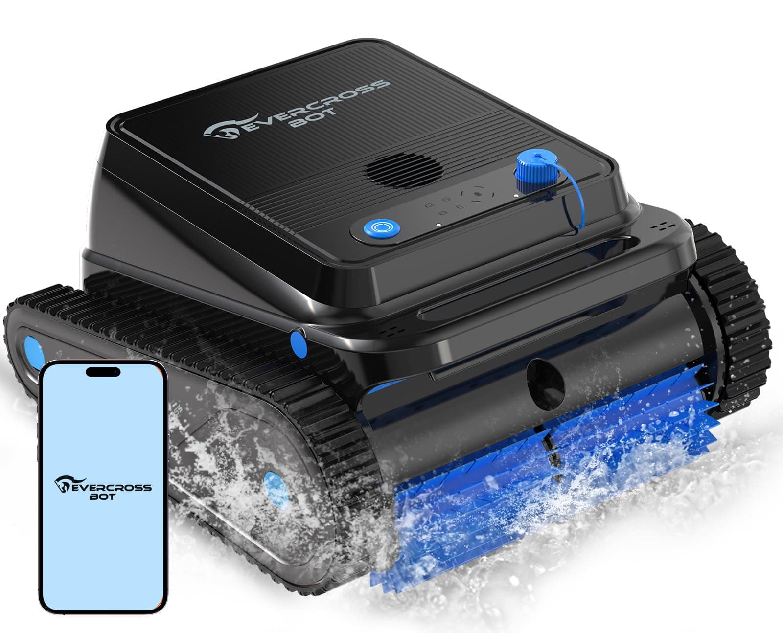 EVERCROSS BOT U8 Robot Piscina sin Cable con App, Limpia Fondo, Paredes y Línea de Agua, 120 Min Autonomía, 4 Motores, Navegación Inteligente, hasta 200 m²