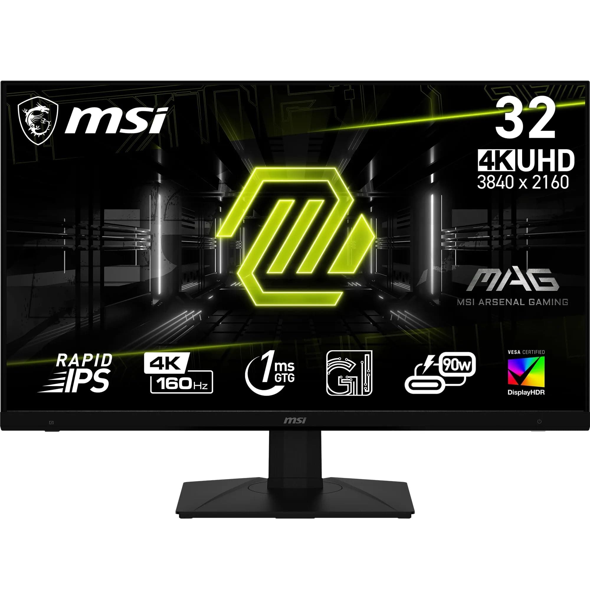 MSI MAG 322UPF écran Gaming 32 Pouces UHD - Dalle Rapid IPS 3840 x 2160, 160 Hz / 1ms GtG, gamut sRGB 125,7%, Design sans Cadre, DisplayHDR 400 - DP 1.4a, USB Type-C (DP Alt., / PD 90W), HDMI