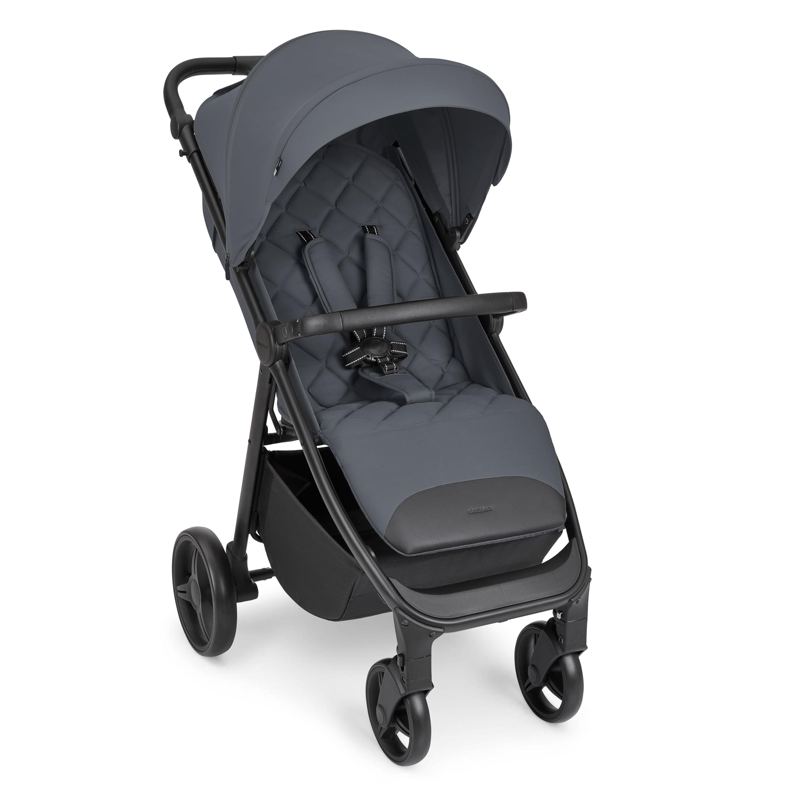 KikkaBoo Silla de Paseo Ligera URBAN, Carrito Bebe Desde Nacimiento Hasta 22 kg, Plegado con Una Mano, Reclinable y Compacto, Ruedas EVA Con Suspensión, Manillar Ajustable, Gris Oscuro