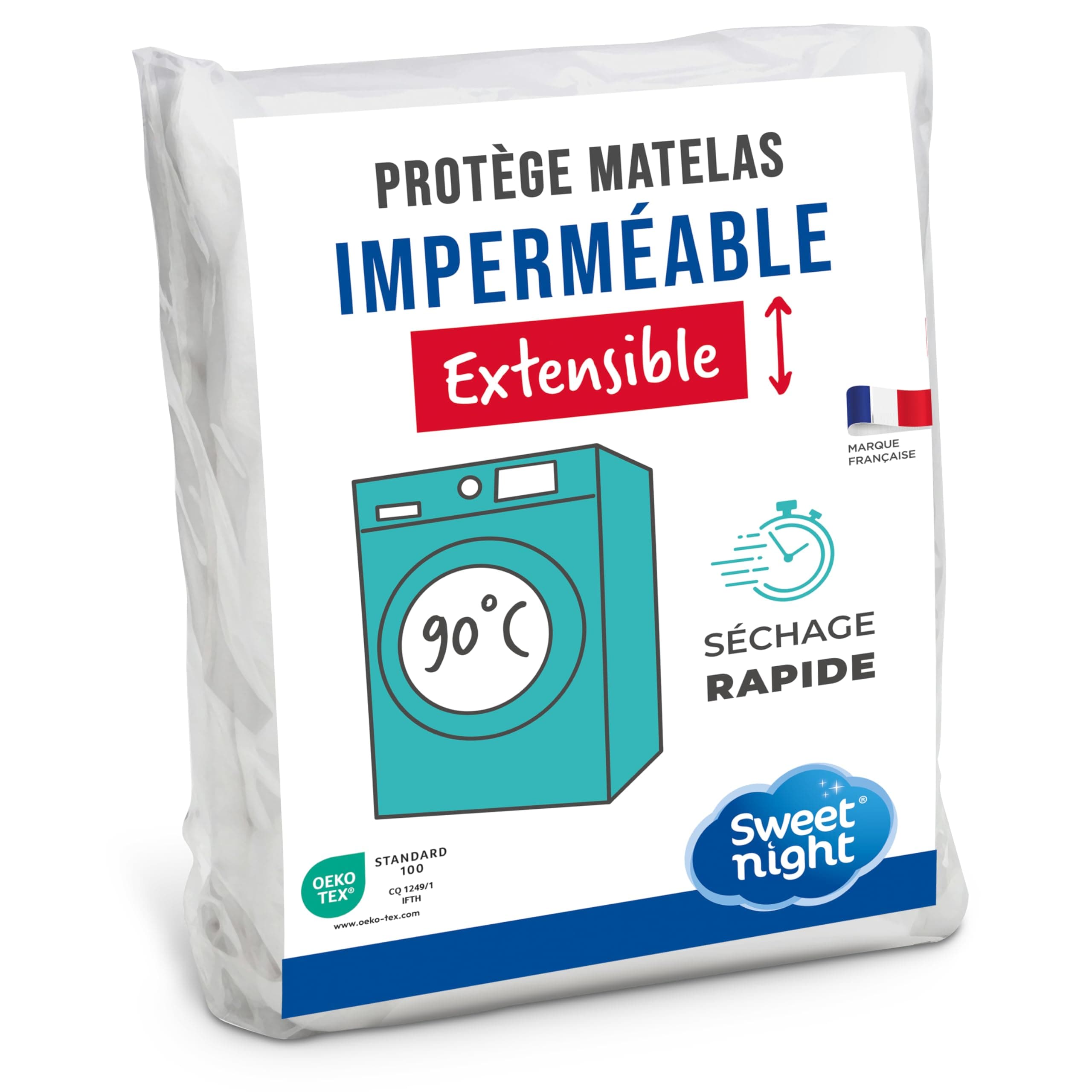 SWEET NIGHT - Protège-Matelas 90x190 cm Imperméable - Alèse Lavable en Machine 90°C - Respirant & Silencieux - Forme Drap-Housse Bonnet 27 cm - Certifié Oeko-Tex