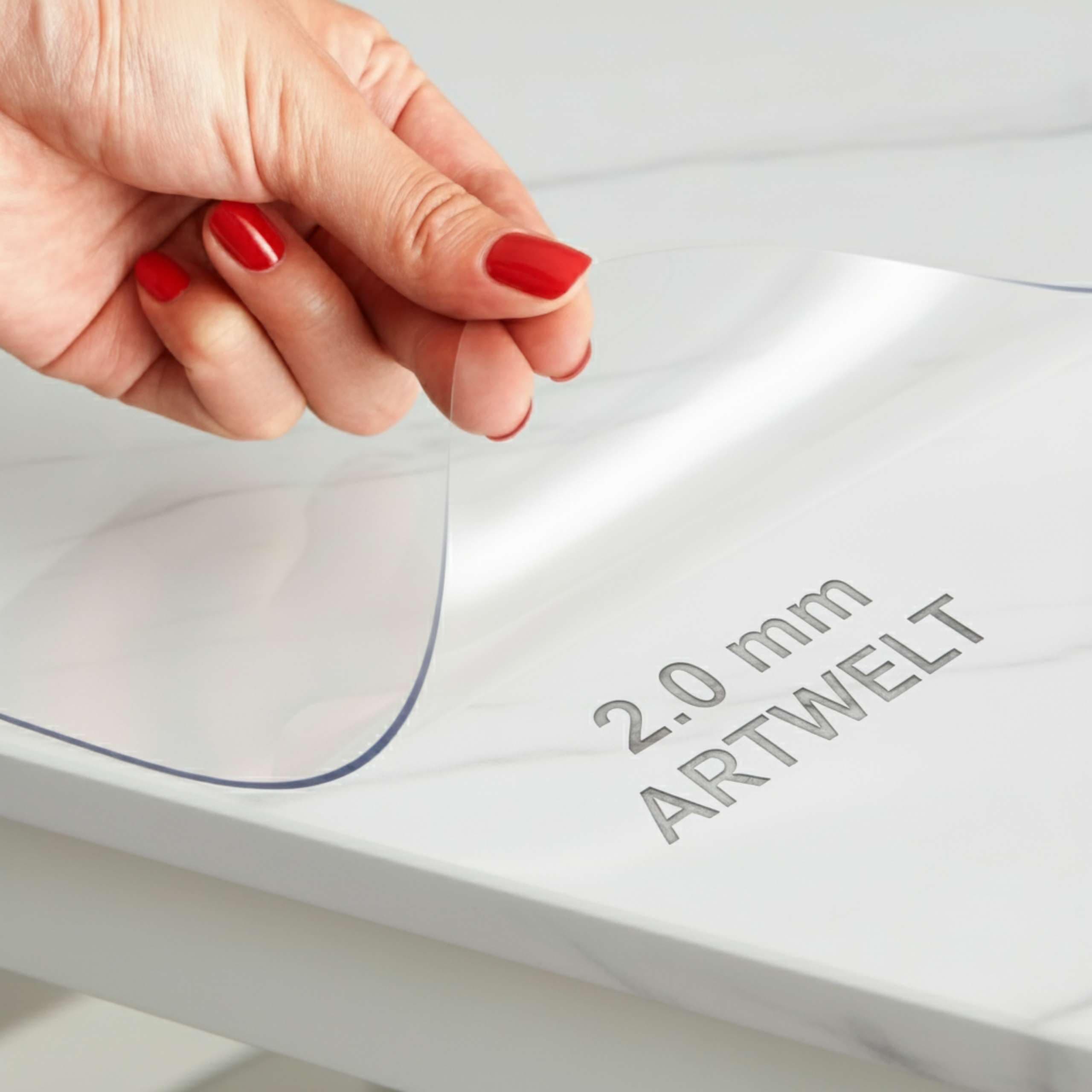 Artwelt Nappe Film de Table Transparent 2.0mm Polyvinylchloride Imperméable et Lavable Taille Souhaitée Film de Protection de Table Anti-Graisse (160cm X 90cm)