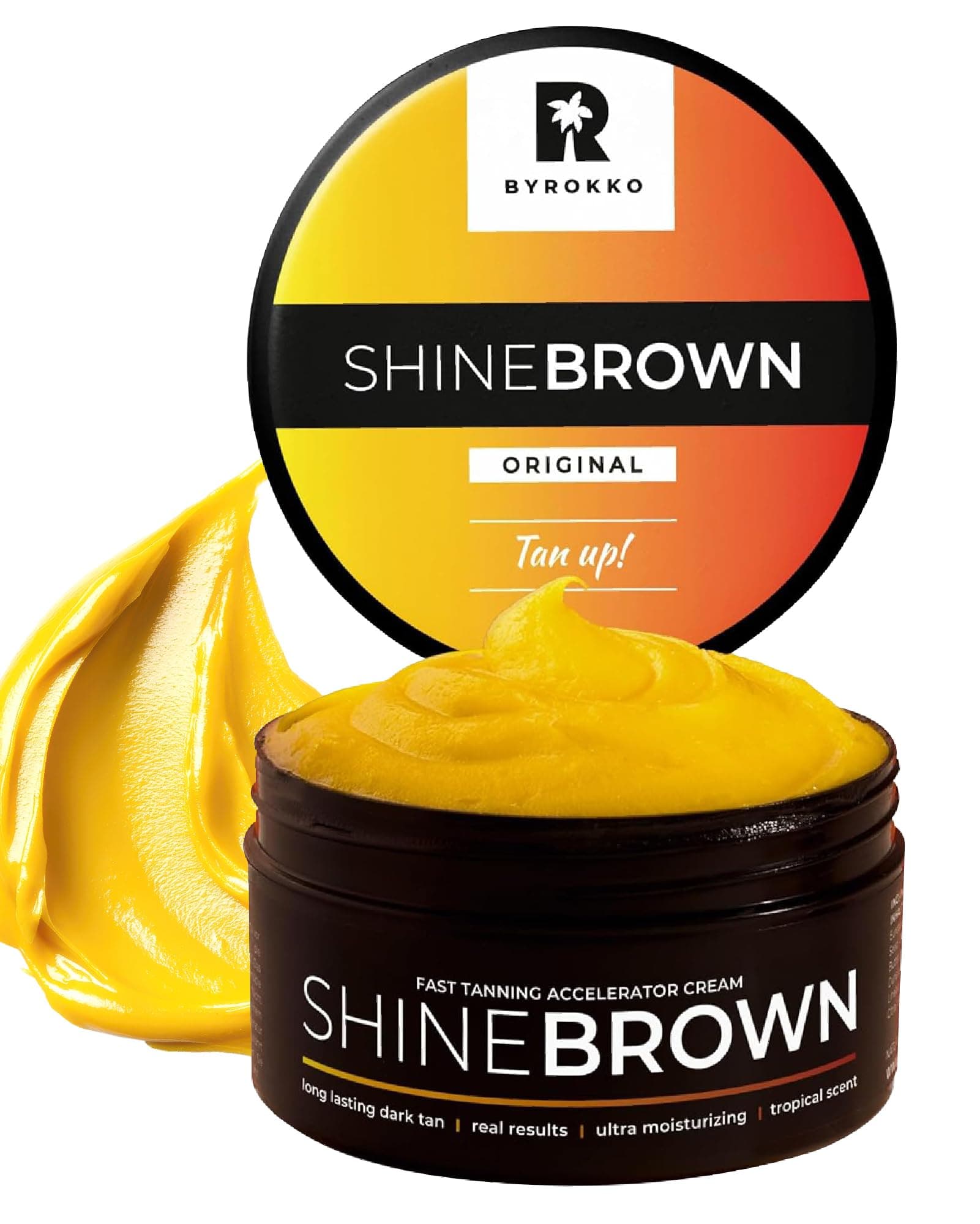 BYROKKO Shine Brown Crema Abbronzante Solare (210 ml), Acceleratore Abbronzatura efficace al Sole e nei Lettini Solari, con Ingredienti Naturali, per Tutte le tonalità di pelle