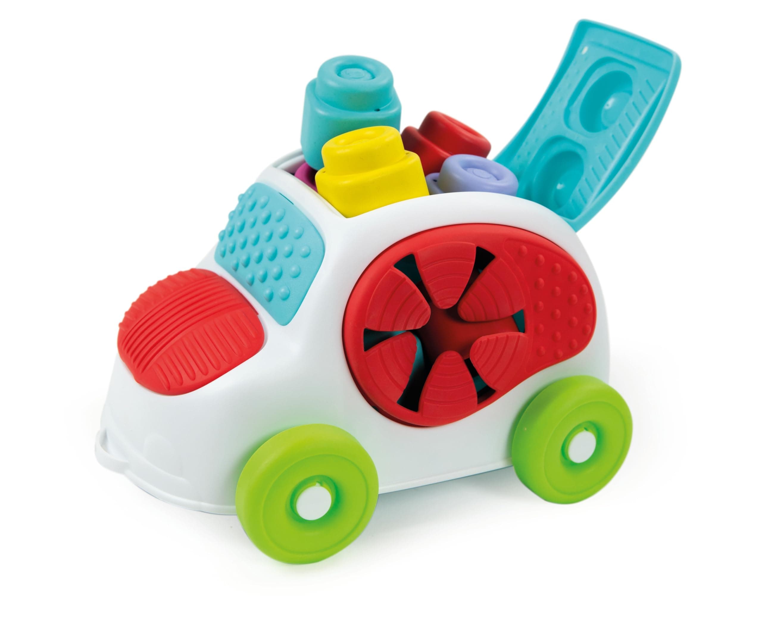 Clementoni Soft Clemmy Sensorisches Auto - mit 8 weichen Bausteinen & Figur - Sensorik-Spielzeug für Babys & Kleinkinder ab 6 Monaten - waschbar & sicher - Geschenkidee zum 1. Geburtstag - 17315
