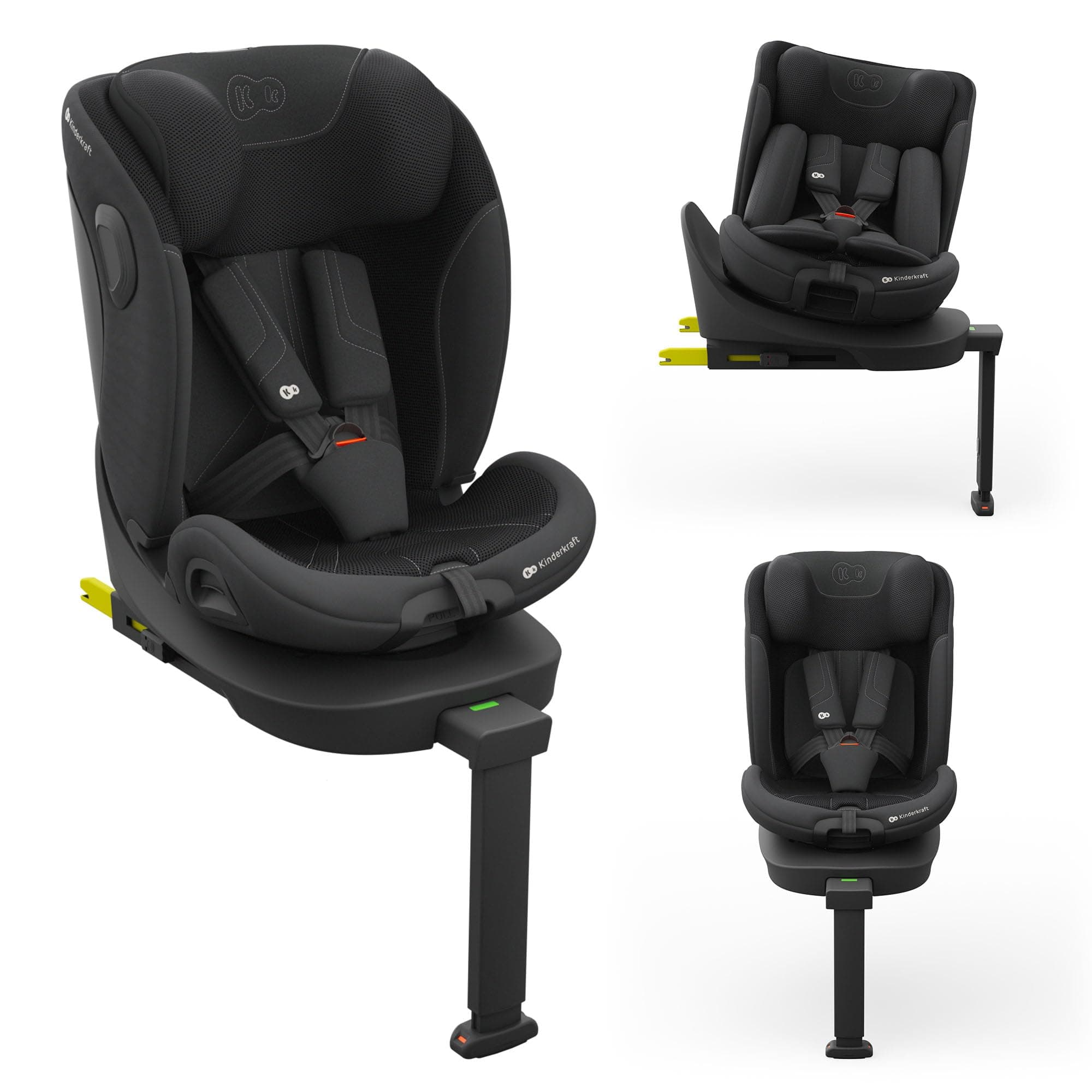 Kinderkraft I-360 2 PRO, siège auto 4 en 1, 40-150 cm, installation ISOFIX facile, 5 positions d'assise, de 0 à 36 kg, EASY SPIN 360° pour un chargement et un déchargement faciles, Noir