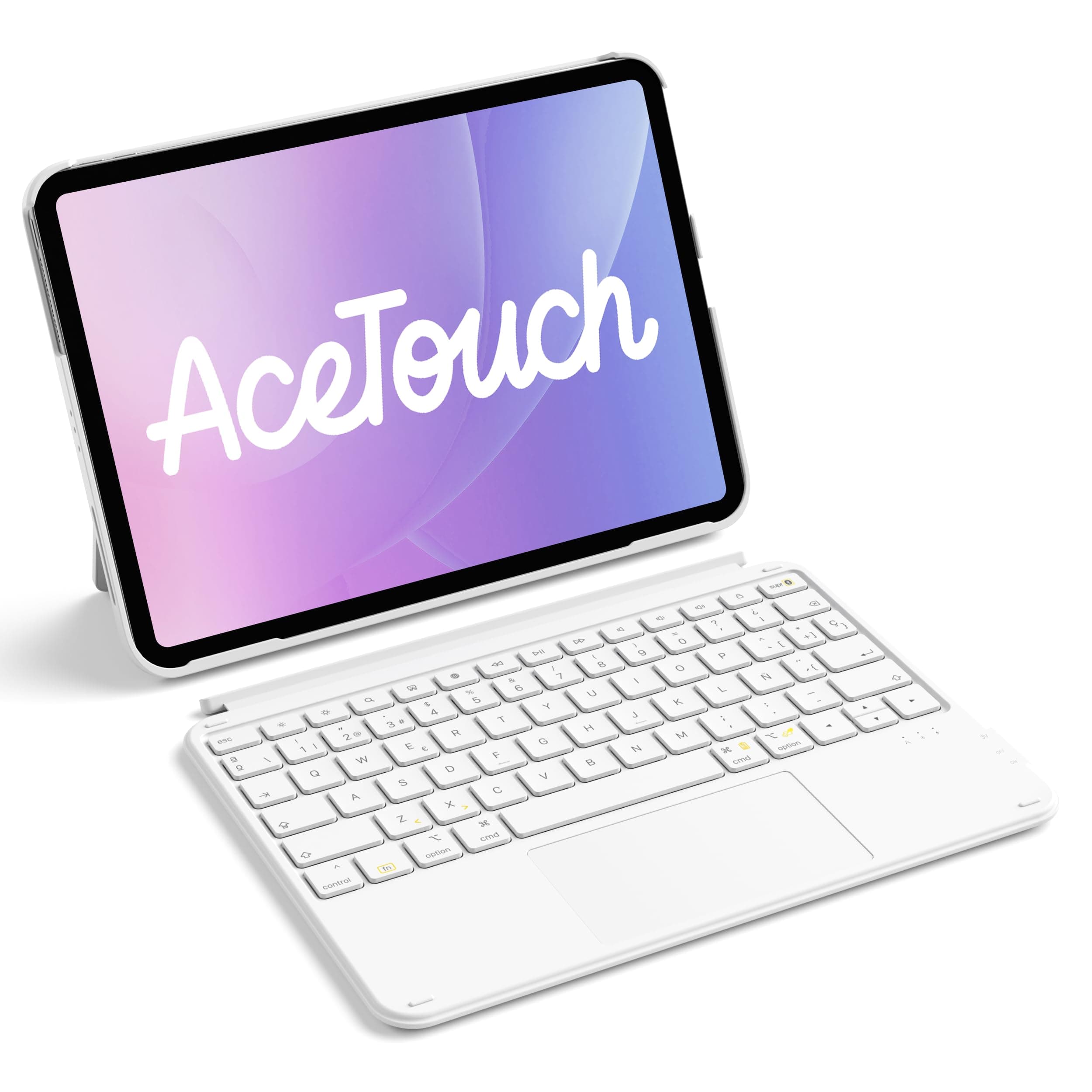 Inateck Custodia Tastiera per iPad 11a/10a Gen, iPad 10a (10,9")/11a Gen (2025 A16), Air 11" M4/M3/M2, Air 6/5/4a, Pro 11 4a-1a, Tastiera Ultralight Rimovibile con Touchpad, Bianco AceTouch