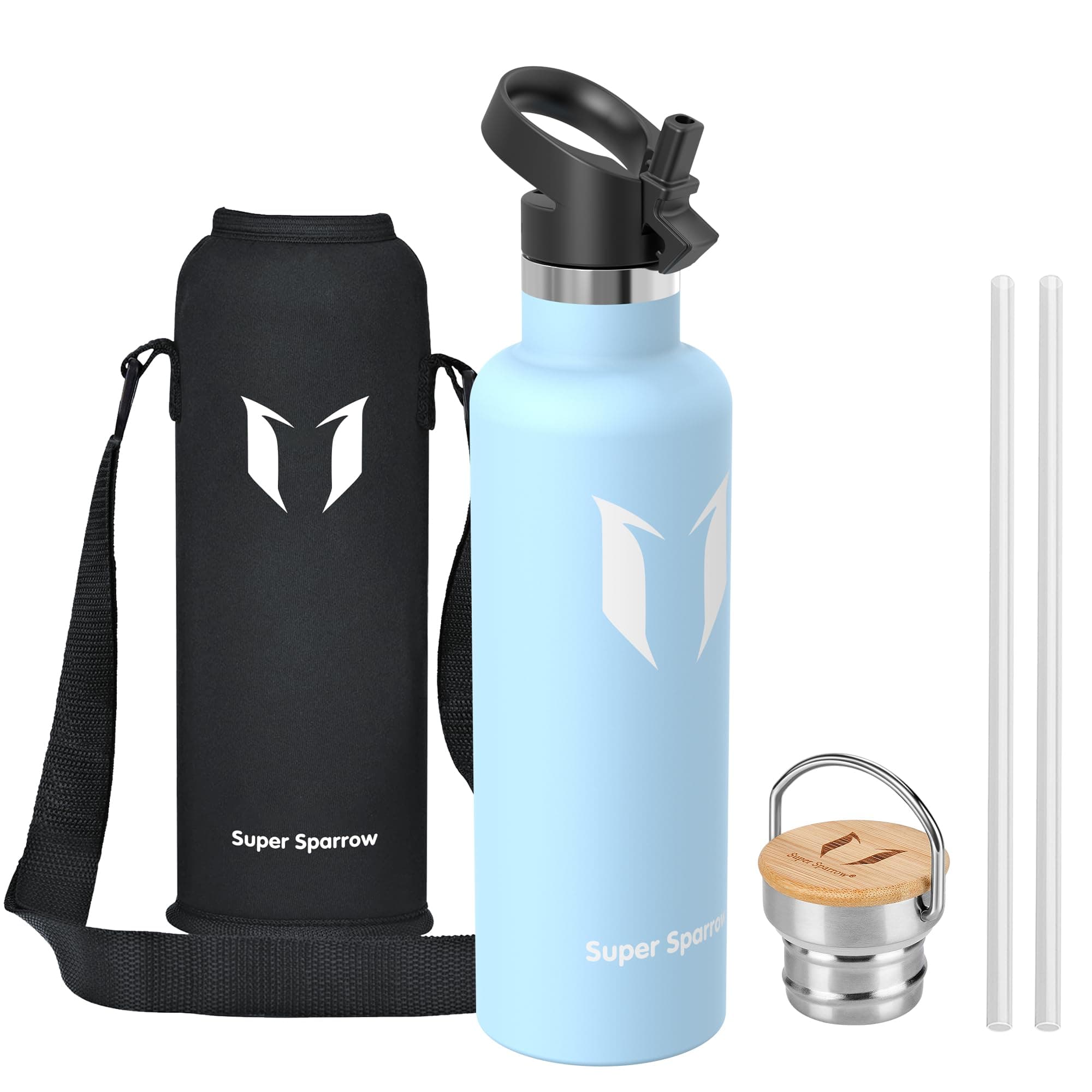 Super Sparrow Borraccia Termica 1L , Bottiglia Termica Senza Perdite - Senza BPA Borracce, per Bambini, Scuola, Sport, Campeggio, Yoga, Palestra, Ciclismo