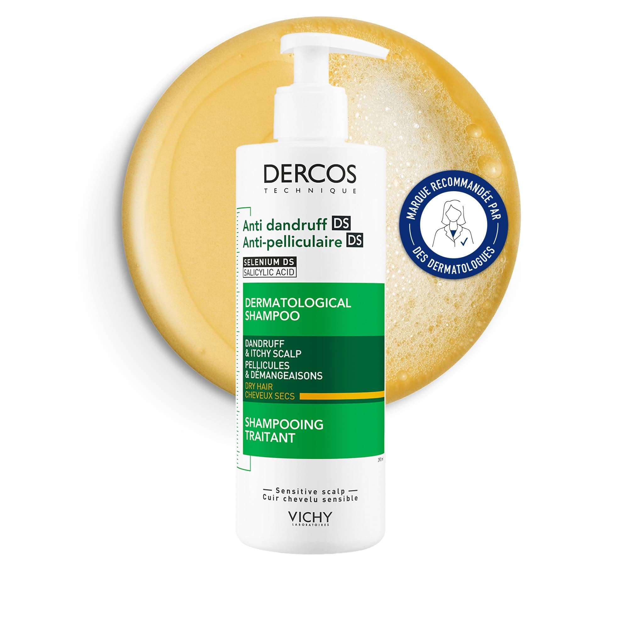Vichy, Dercos, Shampooing Anti-Pelliculaire DS, Pellicules & Démangeaisons, Cheveux Secs