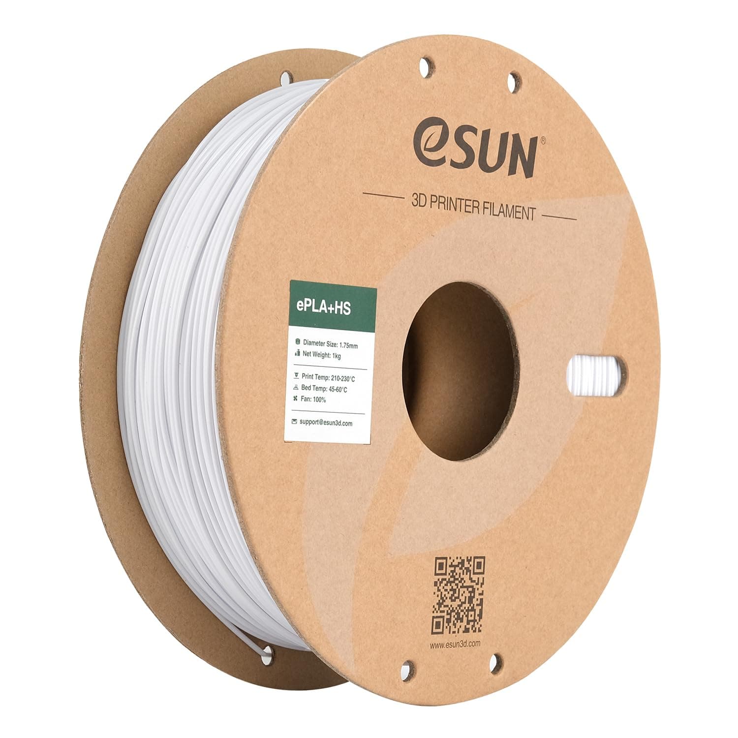 eSUN PLA+ Filamento 1.75mm, ePLA+HS Filamento para Impresora 3D de Alta Velocidad Precisión Dimensional +/- 0.03mm, Carrete de 1KG (2.2 LBS) para Impresoras de Alta Velocidad,Blanco Frio