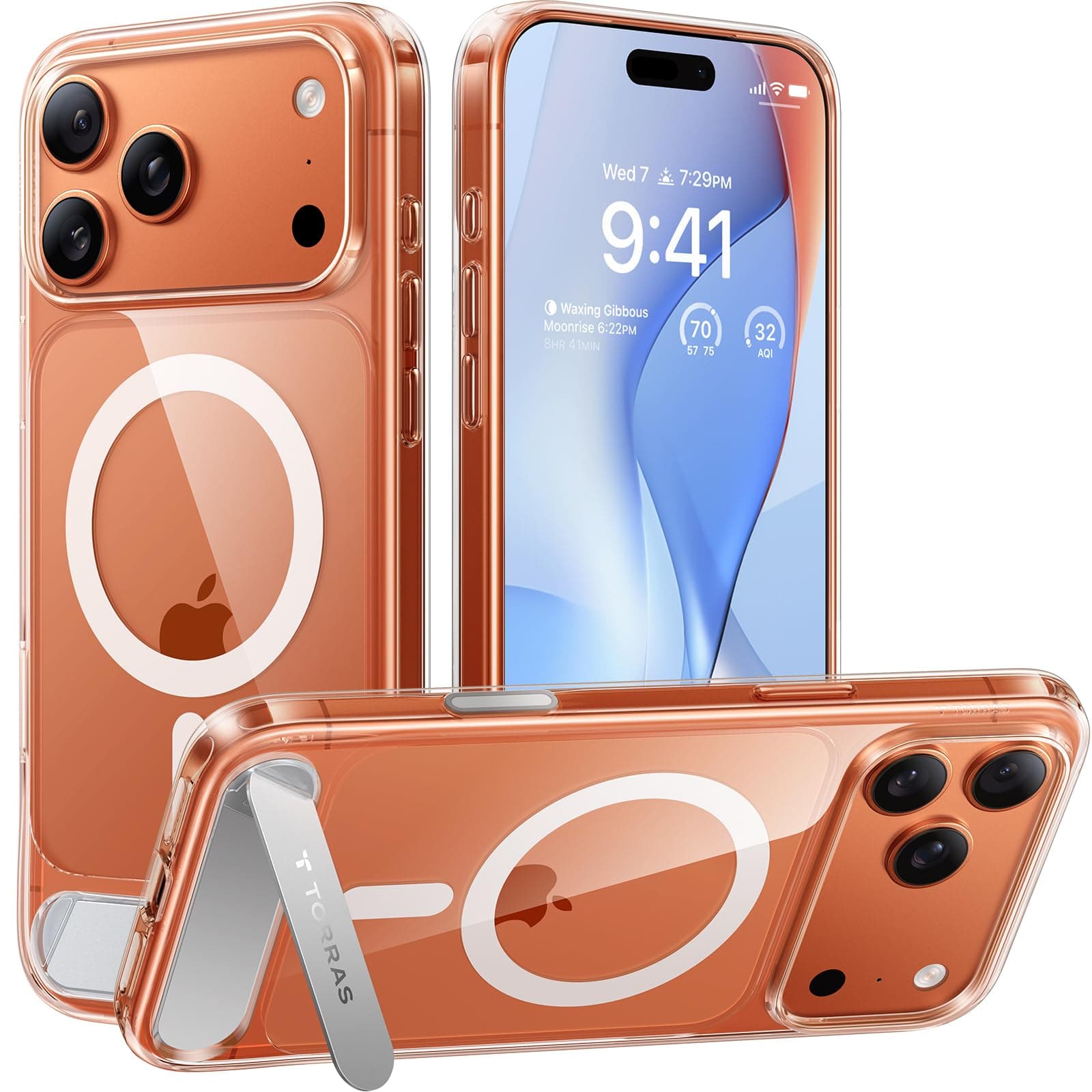 TORRAS Ostand L1 für iPhone 17 Pro Max Hülle mit Flügelständer Kompatibel mit MagSafe-Zubehör 3,66m Zertifizierte Militärschutz Stoßfest Magnetkraft Case für iPhone 17 Pro Max Handyhülle Durchsichtig
