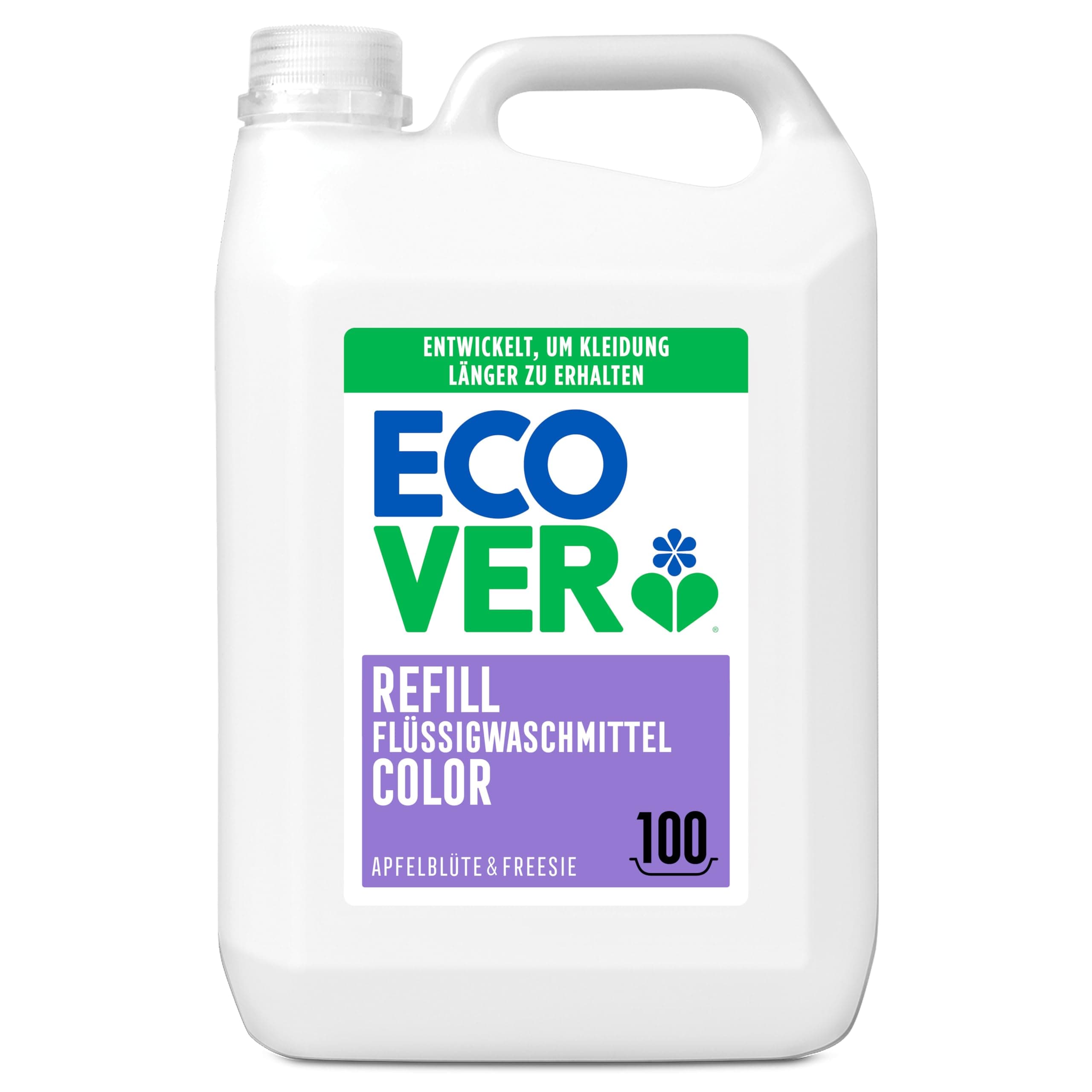 Ecover Waschmittel Color Nachfüllpack, flüssig, mit Apfelblüten- und Freesienduft, 100 Waschladungen, 1 x 5L