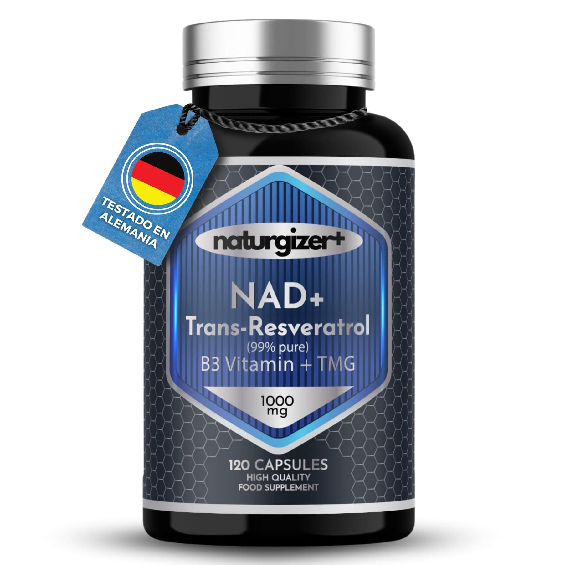 NAD+ (NAD) con Trans-Resveratrol, Niacinamida y Betaína (TMG) | Advanced Complex 4+1 de Alta Pureza con Tecnología Liposomal | 120 Cápsulas | Naturgizer+