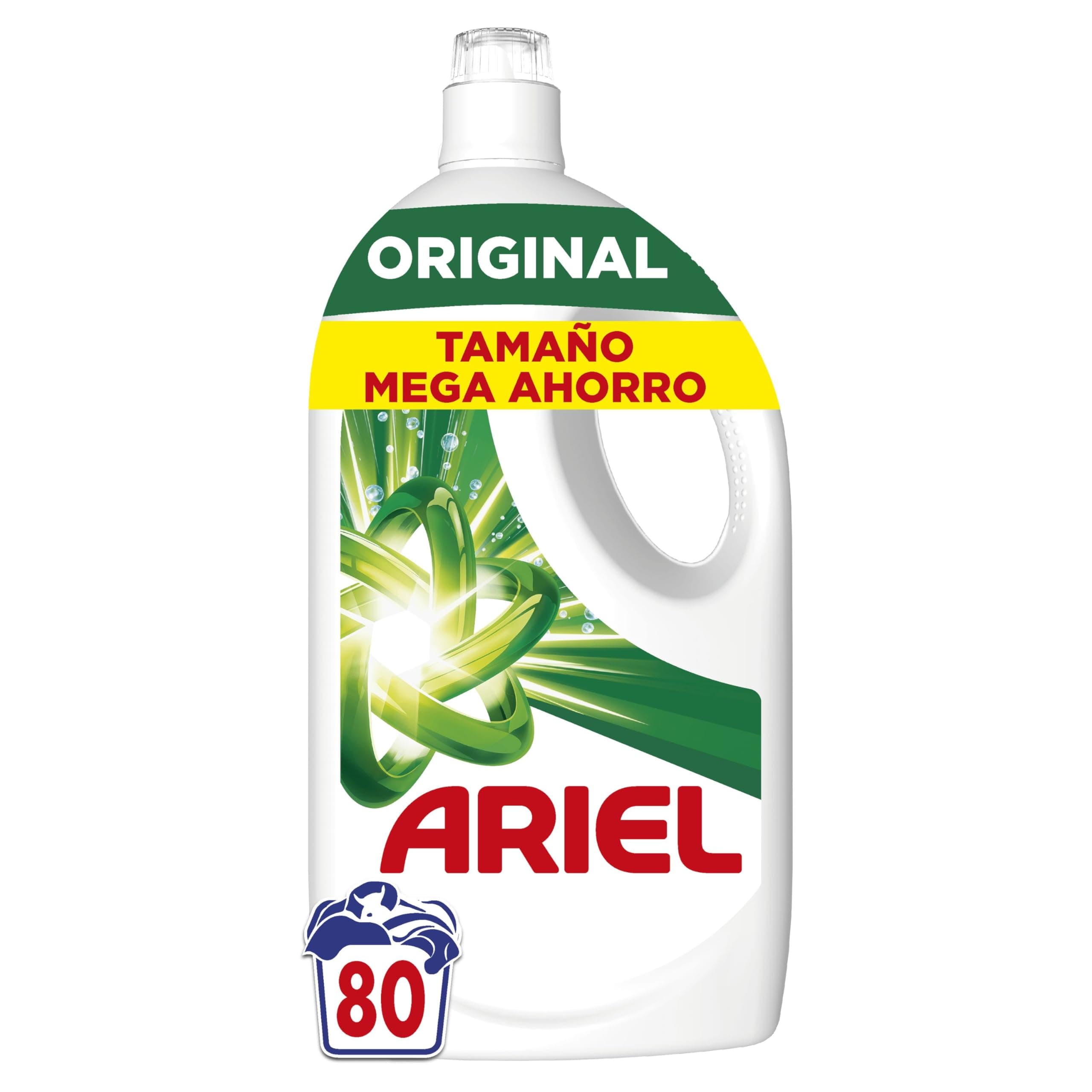 Ariel Detergente Lavadora Liquido 80 Lavados, Original, Jabon Limpieza Mejorada en Ciclos Mas Frios con la Exclusiva Tecnologia de limpieza en Frio