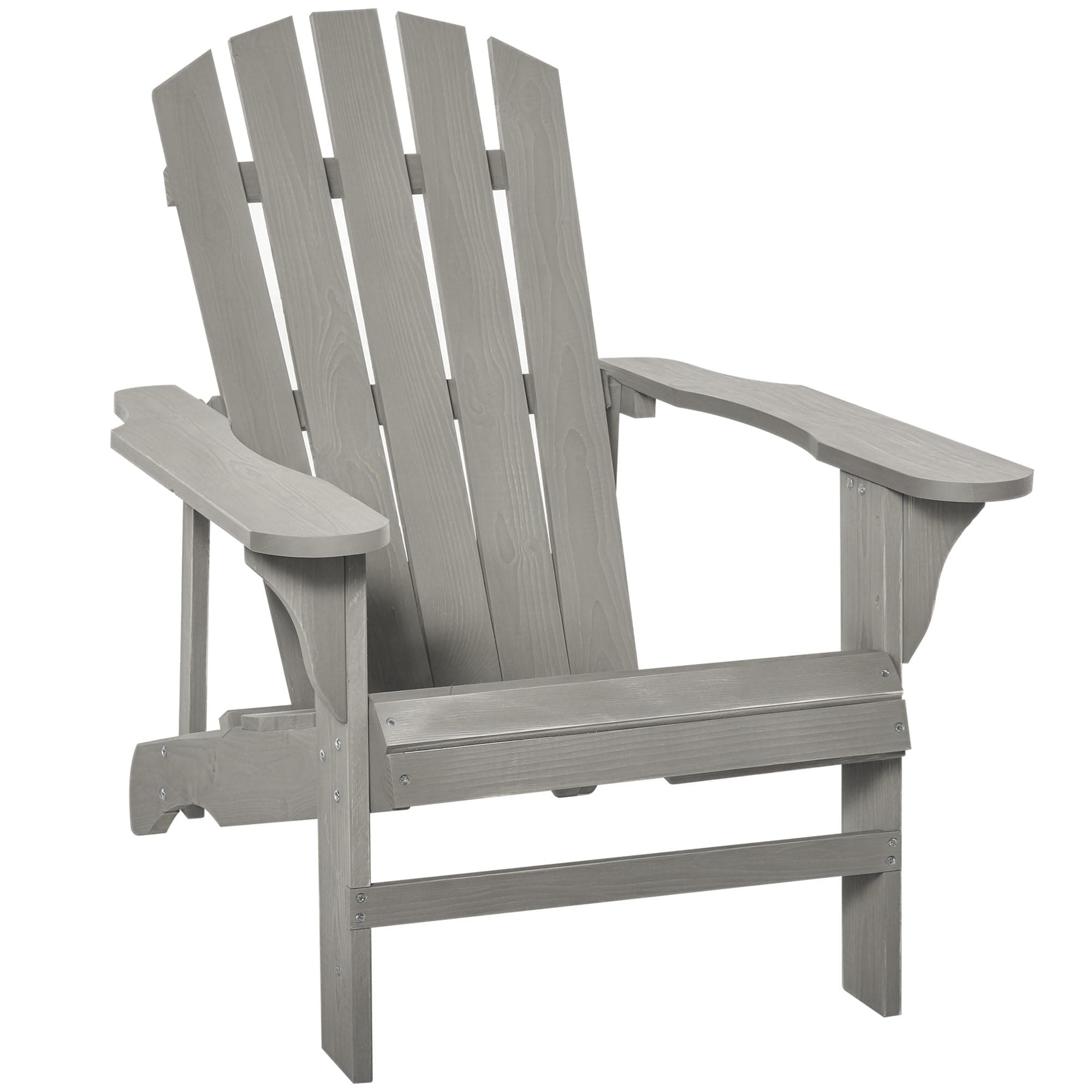 Outsunny Fauteuil Adirondack Fauteuil de Jardin Chaise de Jardin de Plein Air dim. 78L x 89P x 88H cm Bois Massif Sapin Gris Effet Vieilli pour Jardin, Terrasse et Balcon
