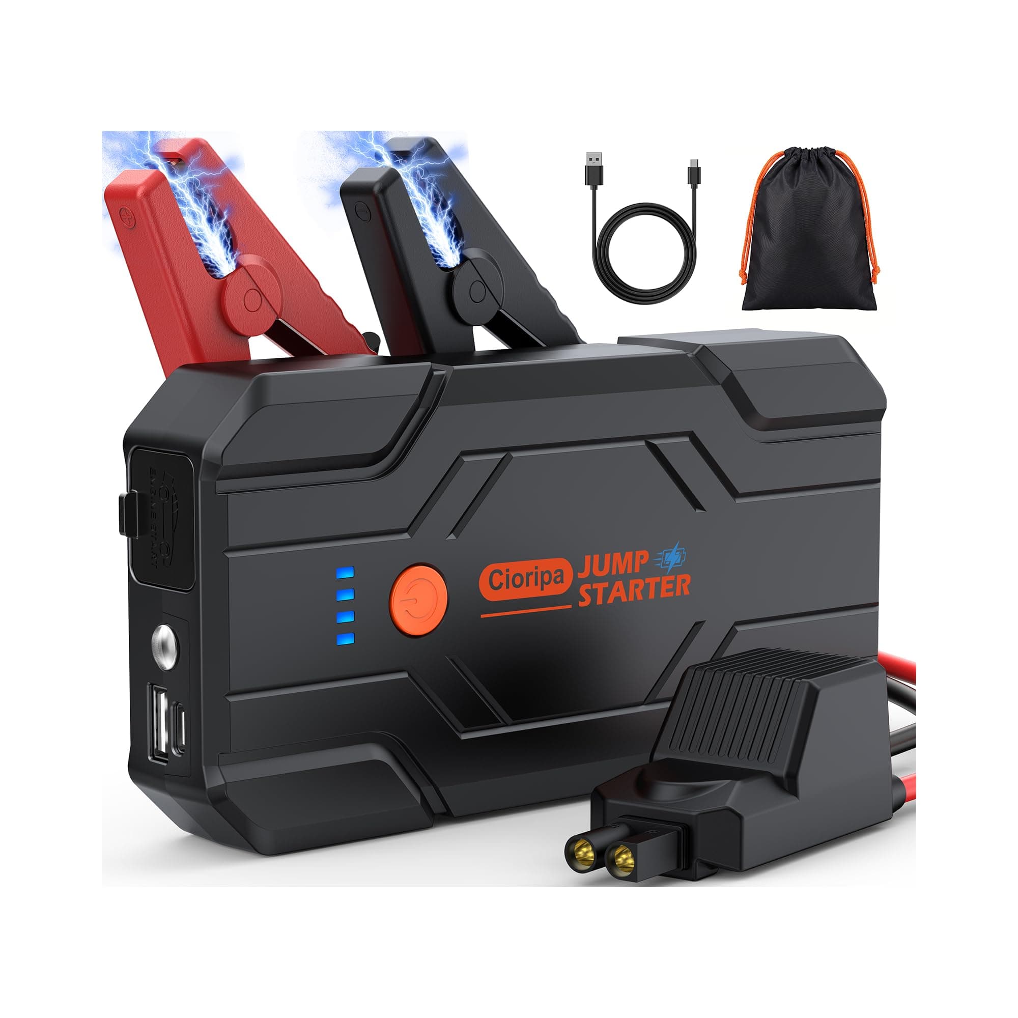 Cioripa Booster Avviamento Auto 8000A 14.8V 9.0L Benzina e 8.5L Diesel LED | Avviamento Batteria Auto Portatile 8000A 14.8V, Motori 9.0L Benzina e 8.5L Diesel, LED Con Cavo di Sicurezza, Power Bank