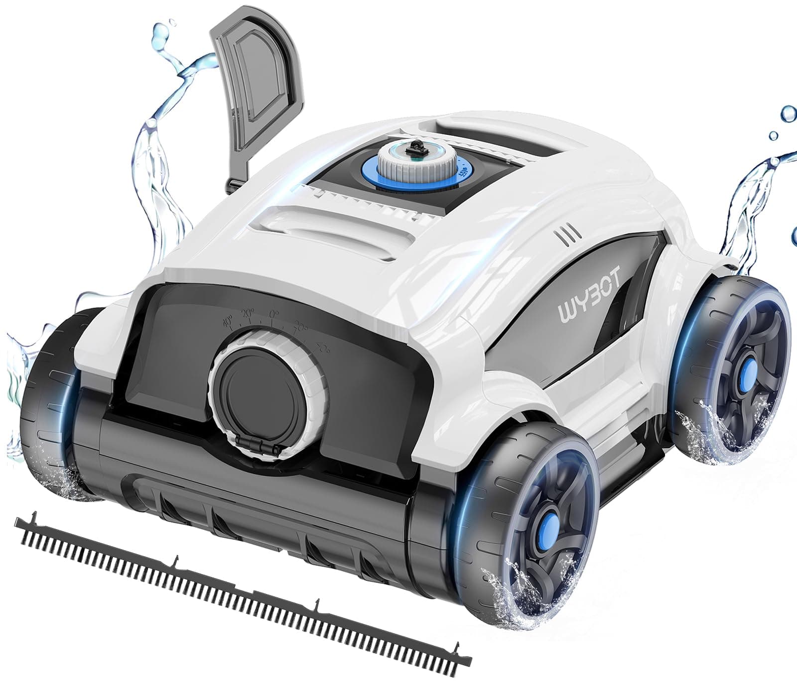 WYBOT Robot limpiafondos Piscina sin Cable, 130 Minutos hasta 100㎡ Robot Piscina sin Cable Aspirador Piscinas con 2 Motores, Cepillo Grande y Aberturas de succión, Boquilla Ajustable