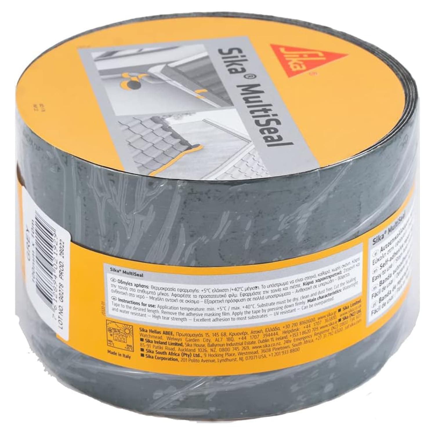 SIKA - Cinta selladora bituminosa - Sika Multiseal - Gris y Verde - Para reparación de techos y tejados - Impermeable - Rollo de 100 mm x 10 m