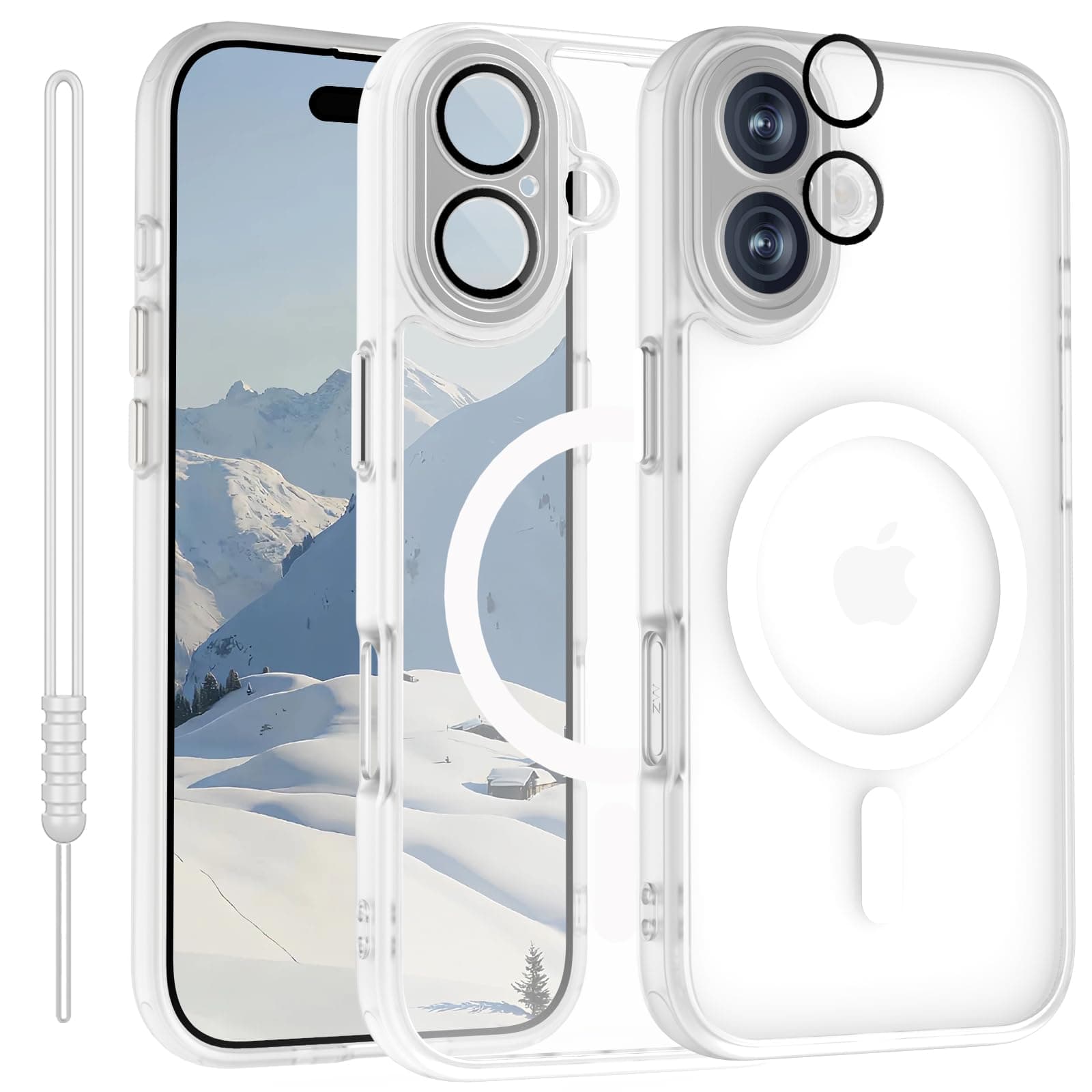 Cover Magnetica per iPhone 17 Compatibile con MagSafe, Custodia Per iPhone 17 Traslucida Opaca Case Ultra-Sottile Silicone Anti-Scivolo Resistente ai Graffi, Bianco Trasparente