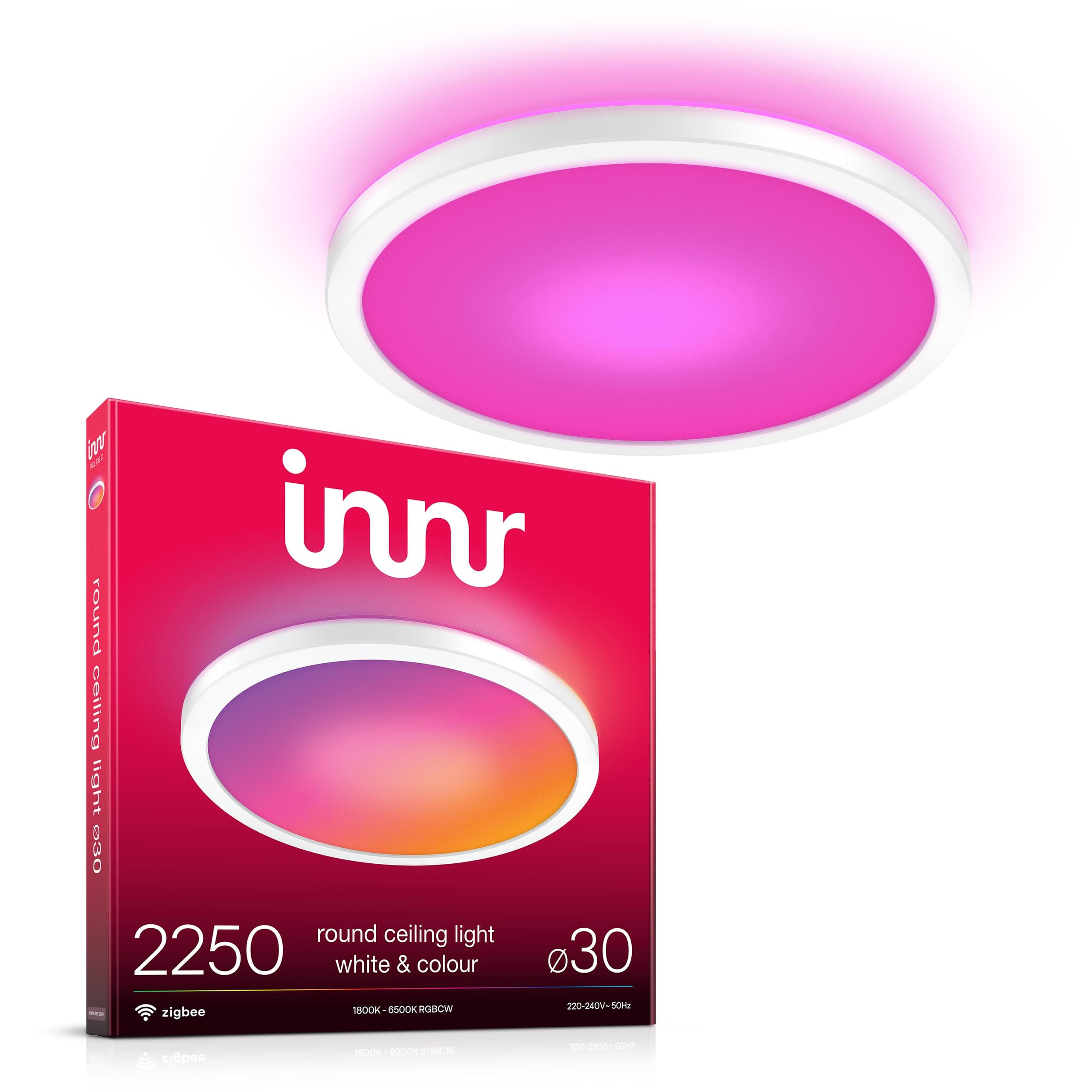 innr Smart LED Deckenlampe, Zigbee, funktioniert mit Hue*, Alexa (Bridge erforderlich), White & Color, Deckenleuchte Wohnzimmer, RGB LED Lampe Dimmbar, 30cm, 2250 Lumen