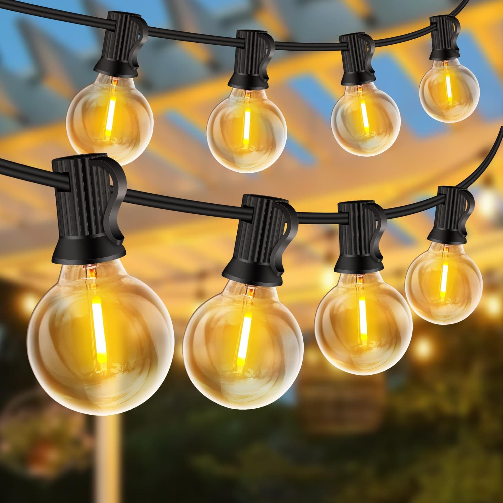 ZYRIVON Guirnalda Luces Exterior, 30M 50+3 G40 Bombillas Luces Led Interior Jardin Inastillable, 2700K Impermeable Cadena Luces con Enchufe Ideal para Terraza,Fiestas,Bodas,Patio,Cafe,Pergola,Navid