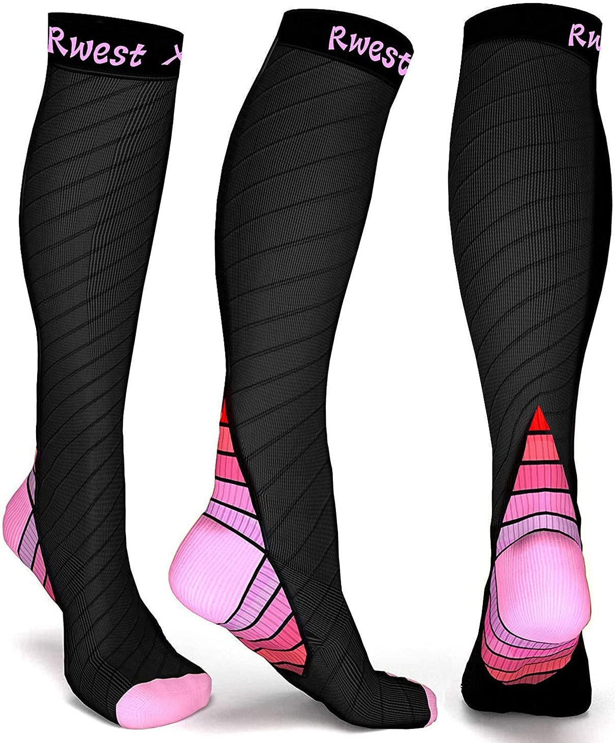 Rwest X Calze Compressione Graduata Donna e Uomo, Calze Elastiche a Compressione Graduata per Sport, Migliora Le Prestazioni per Sport, Corsa, Escursioni, Giri in Bici, Viaggi in Aere