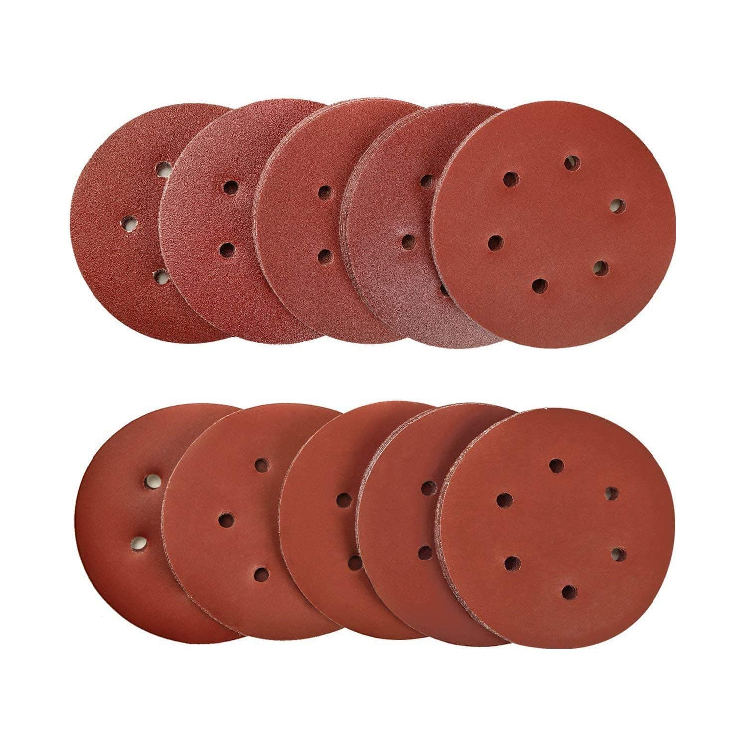 SPTA 100 Pièces 150mm disques abrasifs Disque de Ponçage Disques Abrasifs 40/80/120/180/320/600/800/1000/1500/2000 Grain Idéal pour Poncer/Polir/Dérouiller pour ponceuse excentrique de 6 trous