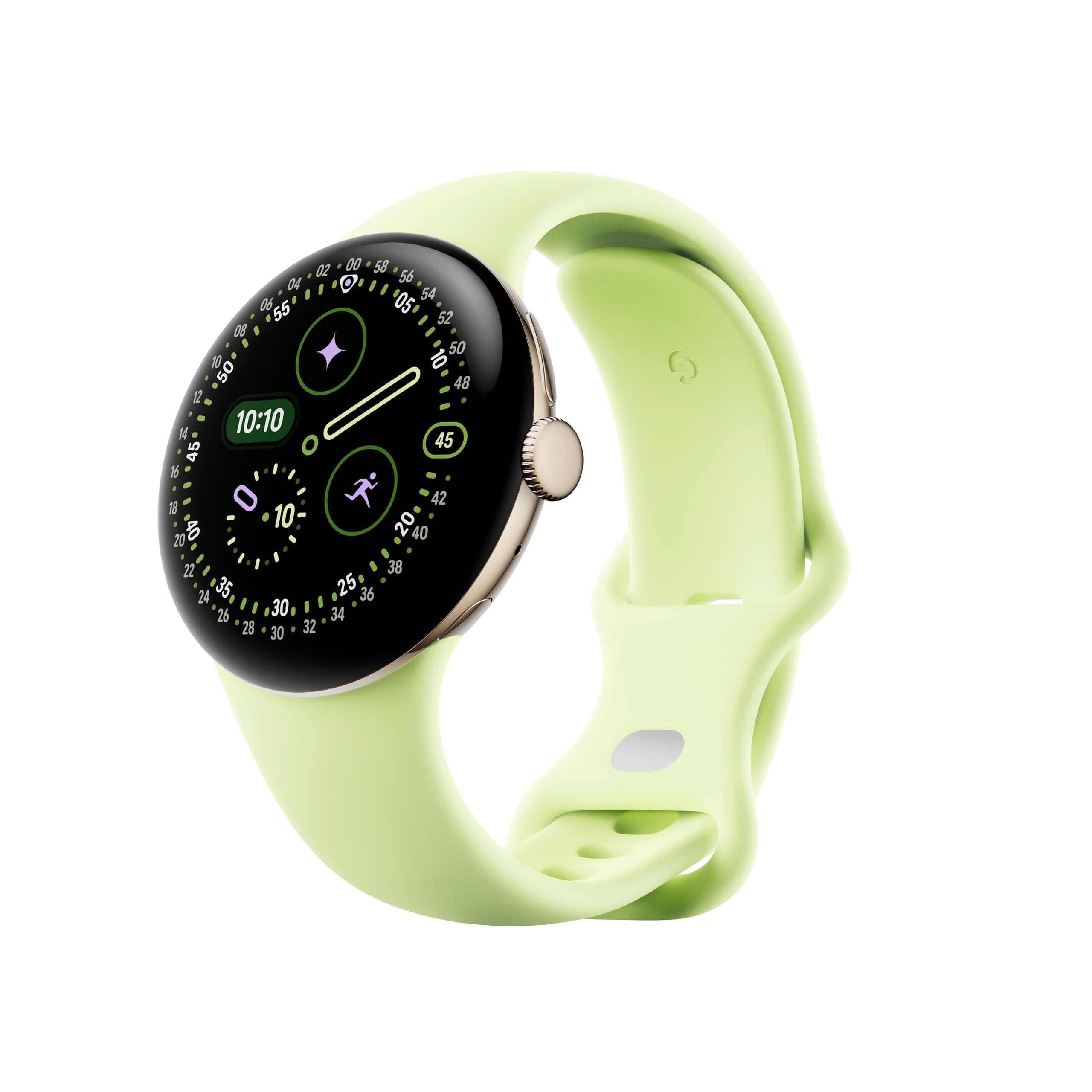 Google Pixel Watch 4 (41 mm) – Montre connectée Android, Suivi Complet des données de santé et de Remise en Forme – Boîtier en Aluminium Champagne Doré – Bracelet Sport Vert Citron – Wi-FI