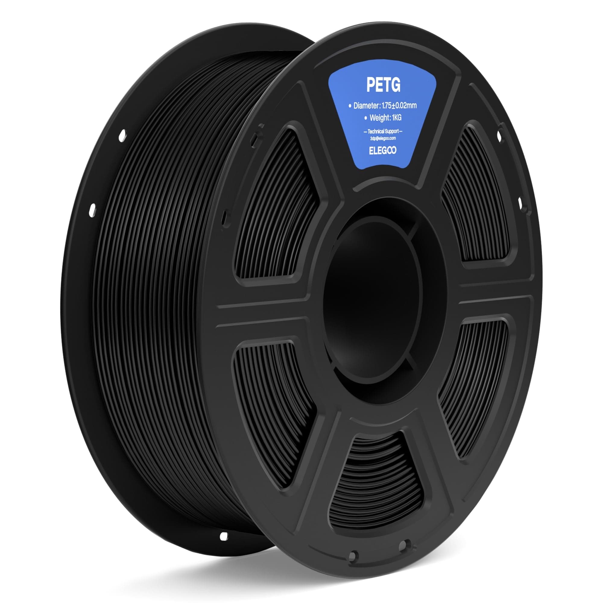 ELEGOO PETG Filament 1,75 mm Schwarz 1 KG, 3D-Drucker-Filament, Maßgenauigkeit +/- 0,02 mm, 1-kg-Spule (2,2 lbs), Filament-3D-Druckmaterialien Passend für die Meisten 3D Printer