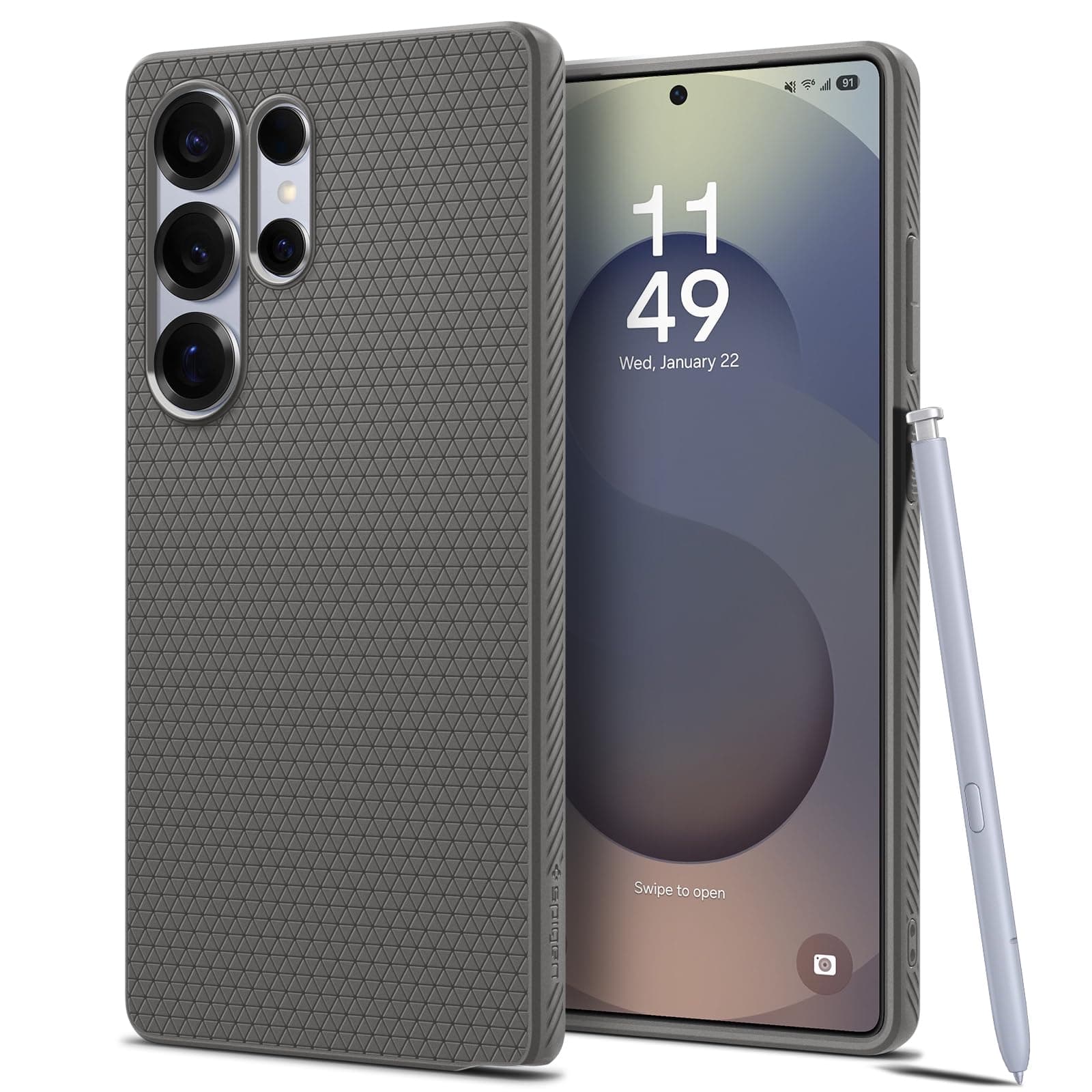 Spigen Liquid Air für Samsung Galaxy S25 Ultra Hülle mit [Stoßdämpfender Schutz], leichtes TPU, Anti-Rutsch Design –Marble Gray