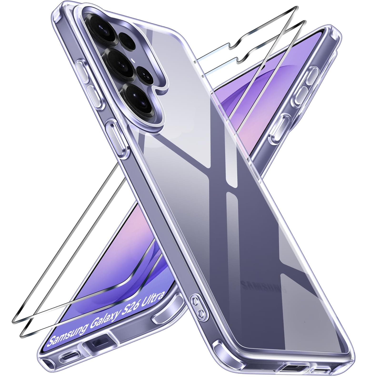 ivoler Anti-Jaunissement HD Clair Coque pour Samsung Galaxy S26 Ultra 5G avec 2 Pièces Verre Trempé, [Protection Militaire] Transparente Étui de Protection Antichoc Mince Bumper Housse