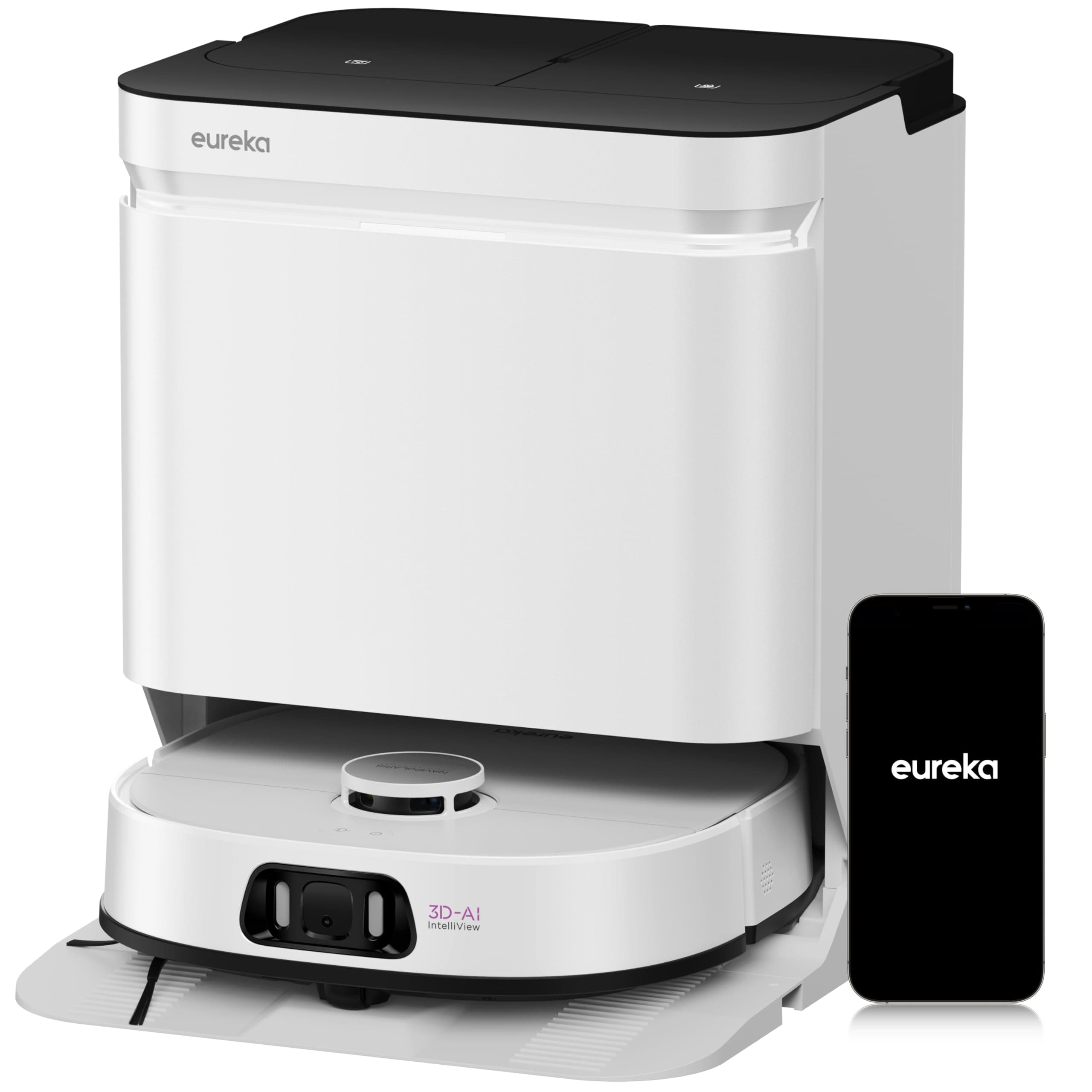 Eureka J15 Ultra Robot Aspirateur Laveur 19 000 Pa avec Serpillière Extensible Relevable, Brosse Anti Enchevêtrement, Aspirateur Robot avec Station avec Lavage à l'eau Chaude 75°C, Batterie 5 200 mAh