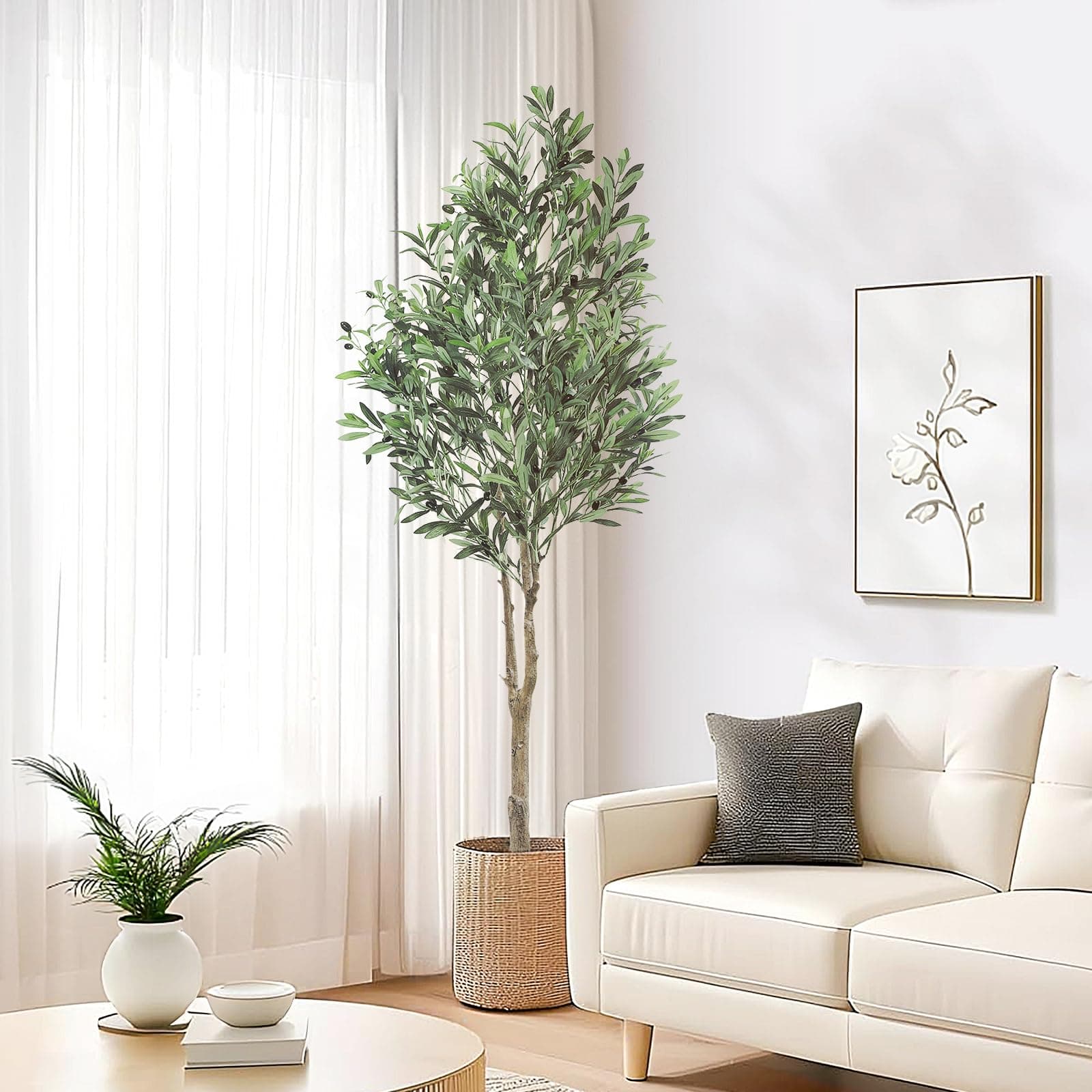 Oc'leaf Olivier Artificiel - 180cm Olivier Plante Artificielle, Grand Olivier, Décoration d'olivier pour la Maison, Salon, Chambre, Bureau, Jardin