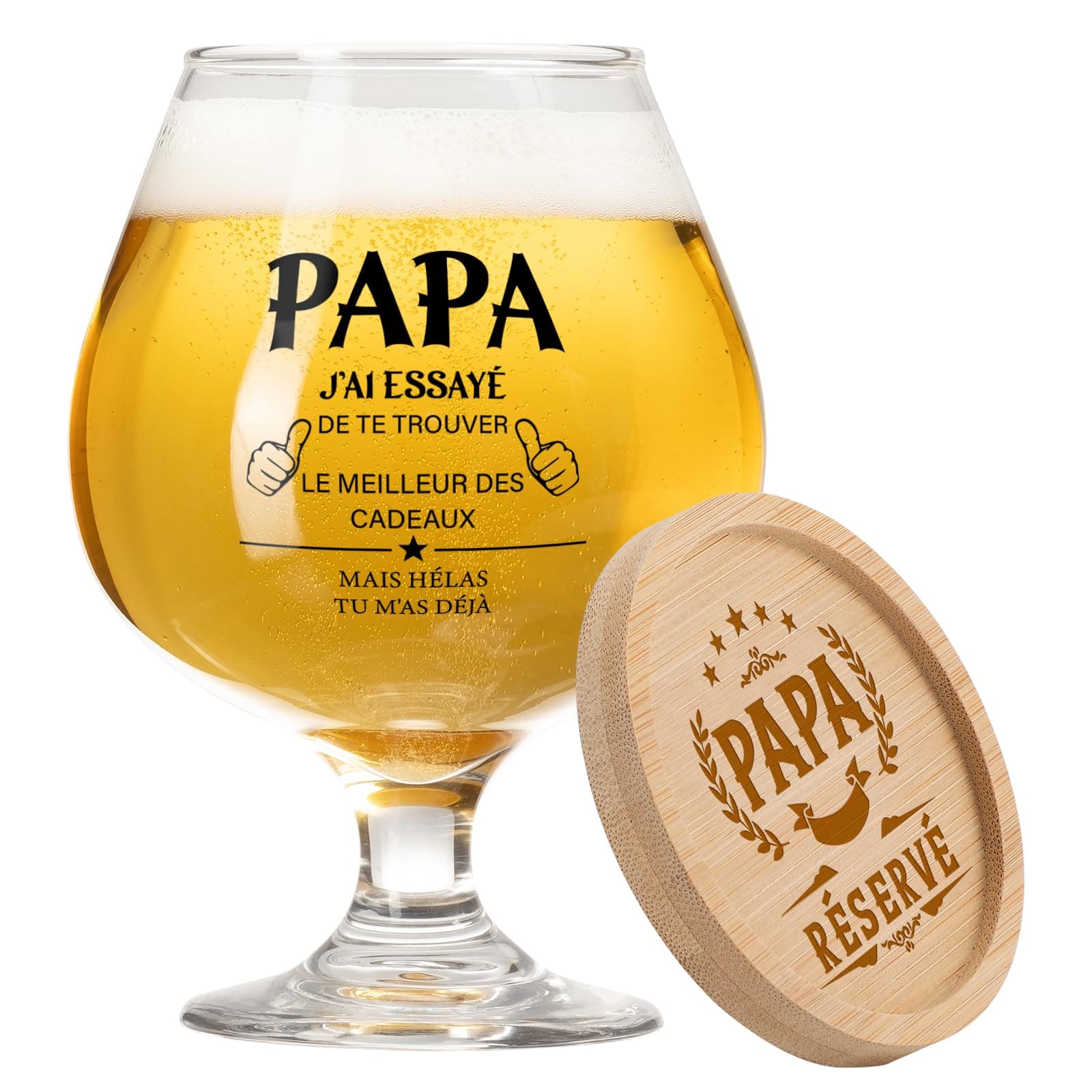 Funnli Cadeau Papa, 17oz Verre À Bière Cadeau Anniversaire Papa, Verre A Biere Cadeaux Anniversaire Noël Fete Des Peres Pour Pere de Fille Fils