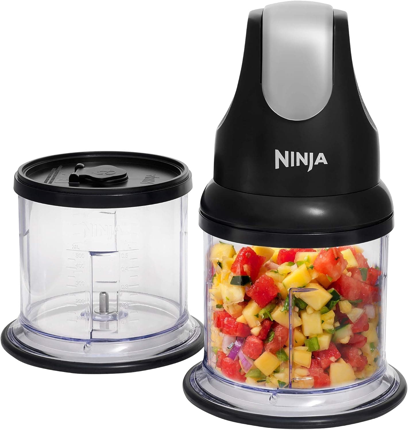 Ninja Express Chop Mini tritatutto per verdure ed erbe aromatiche, Trita, sminuzza e frulla per creare salse, intingoli, puree e zuppe, tritaverdure, Nero, NJ1002EUBK