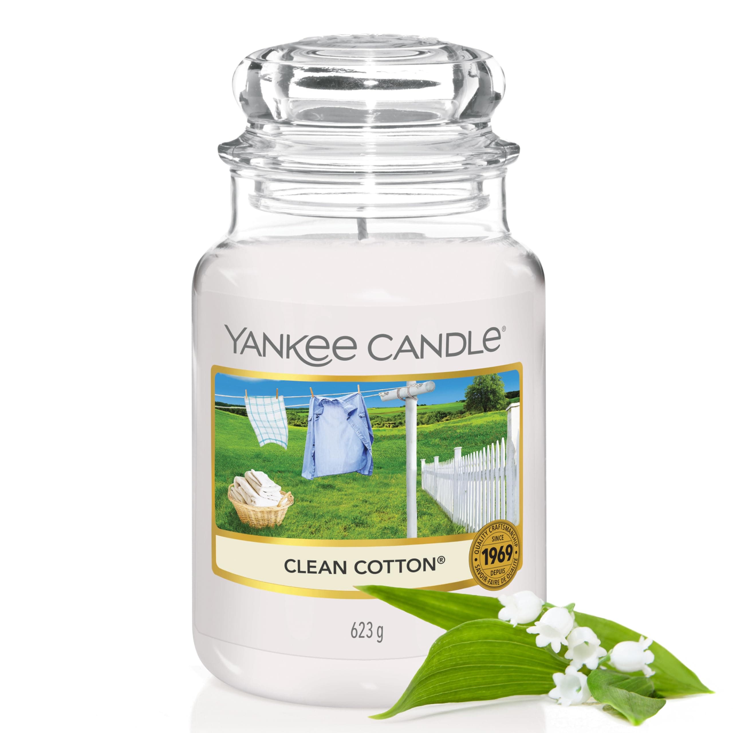 Yankee Candle Candela profumata in giara grande | Clean Cotton | Durata Fino a 150 Ore | Regali per donne
