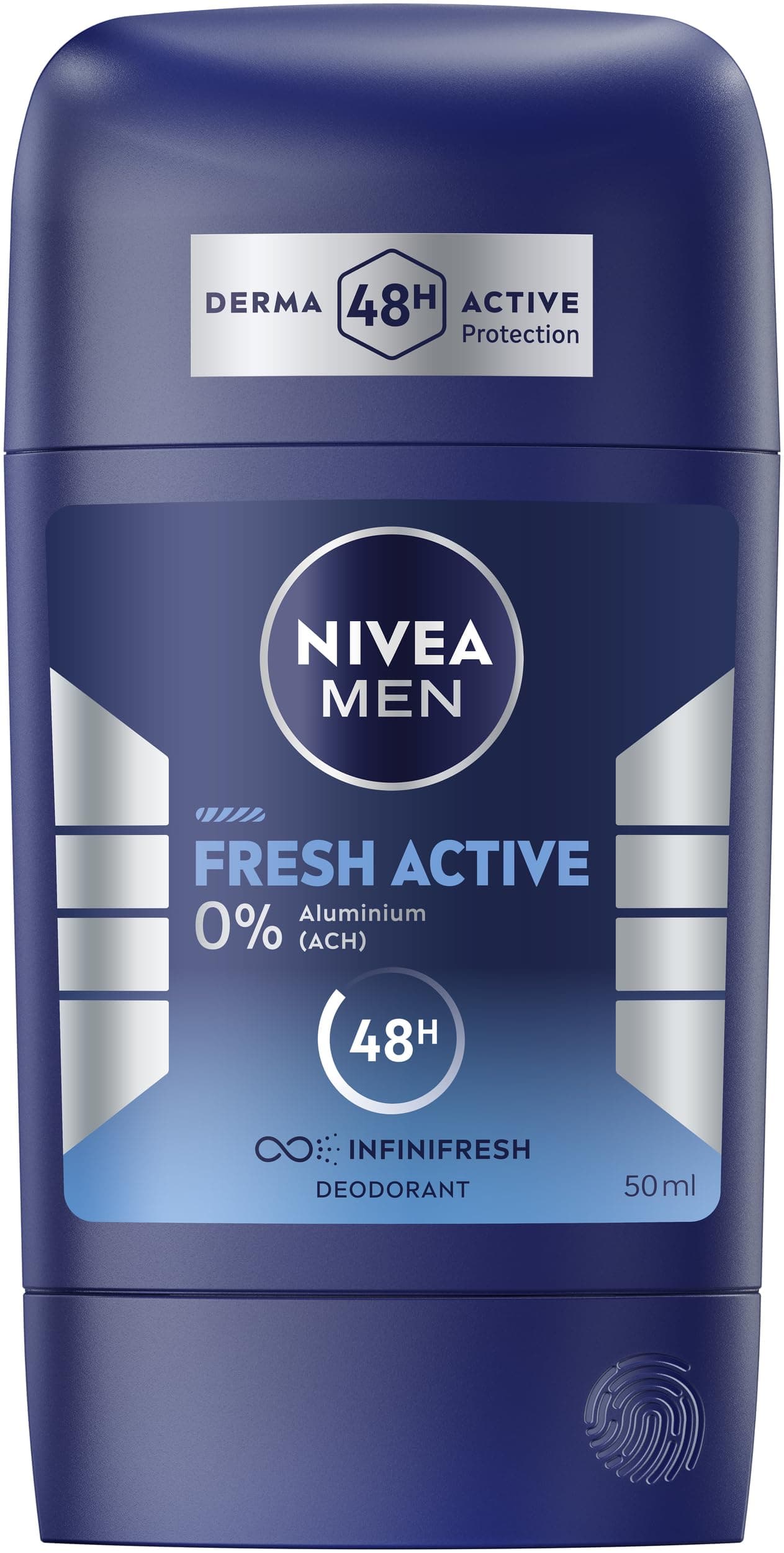 NIVEA MEN Fresh Active Deo Stick, Deodorant mit einzigartiger INFINIFRESH Formel für 48h Schutz, pflegender Deostick ohne Aluminium mit Meeresextrakten (50 ml)