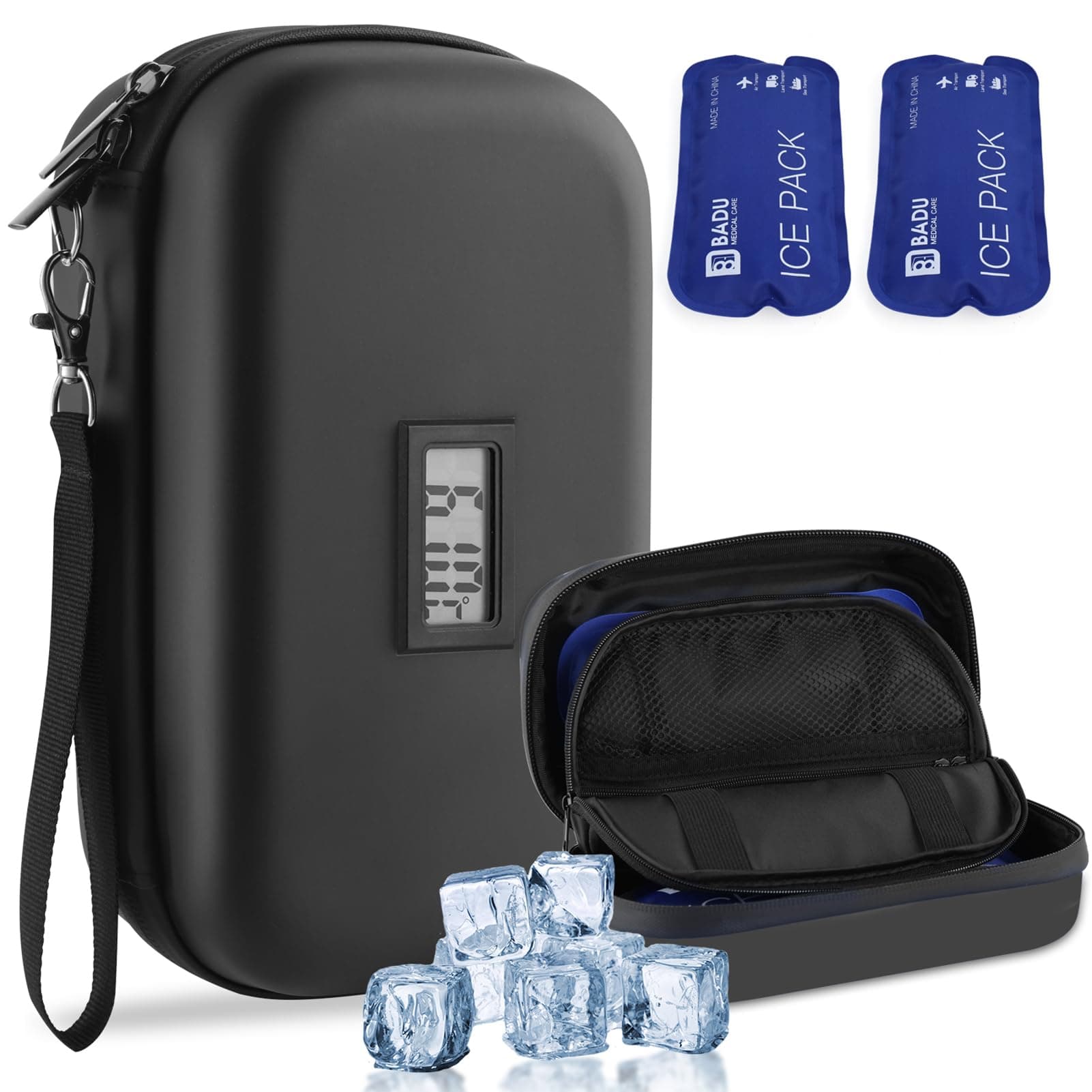 HIMDUZE - Funda de viaje con enfriador de insulina, aprobado por la TSA portátil con aislamiento para diabéticos con visualización de temperatura del termómetro, organizador de medicamentos