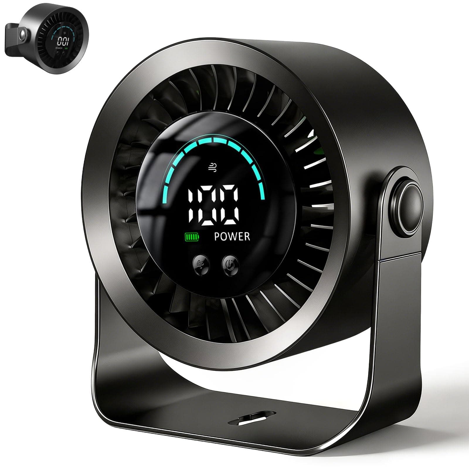 DDKJ Ventilateur Bureau Silencieux 20dB,100 Vitesses Réglables,360° Rotation du Flux d'Air, Affichage LED,Batterie 4000mAh Autonomie 3.5-13 Heures avec Fonctionne Branché pour Chambre Dortoir Cuisine