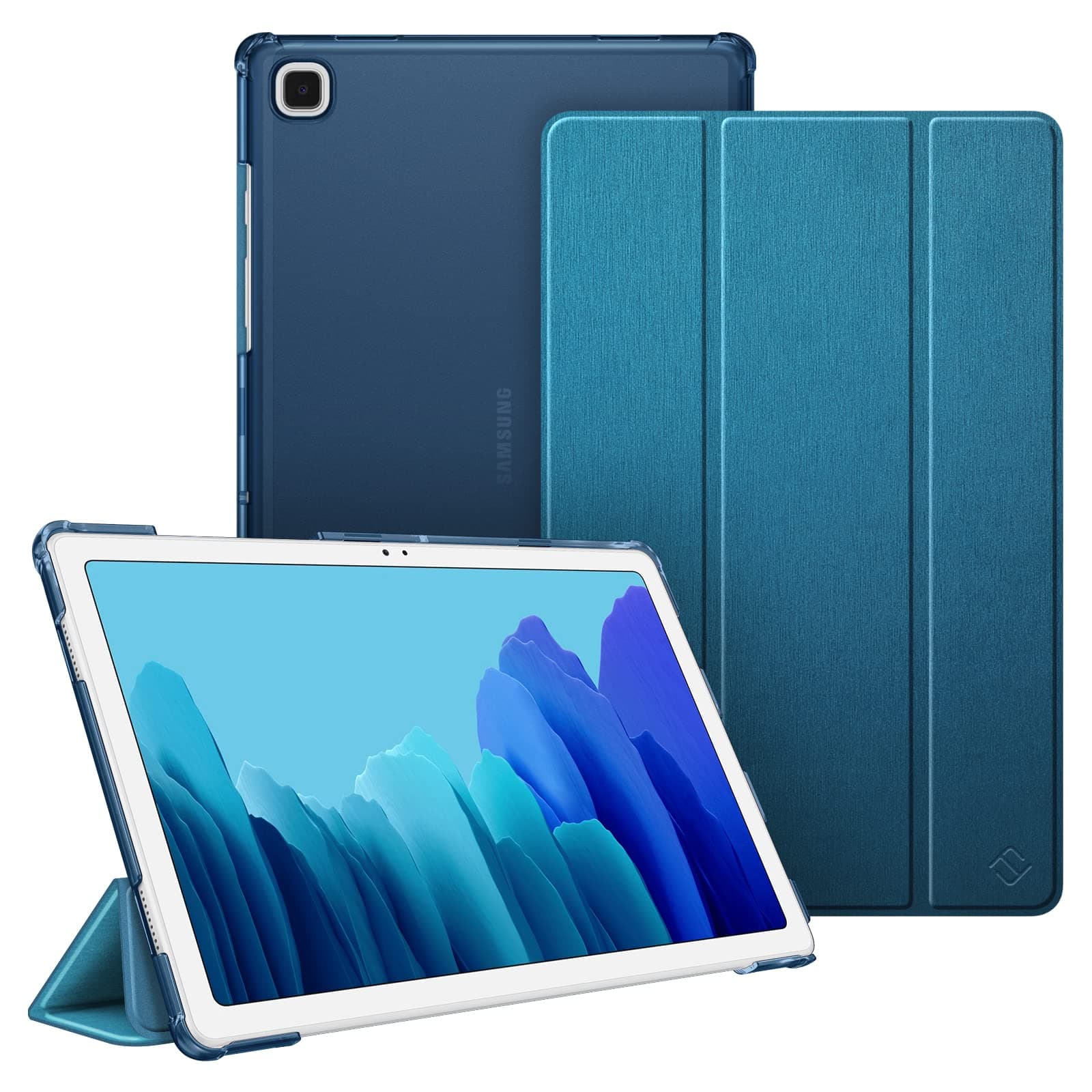 Fintie Hülle für Samsung Galaxy Tab A7 10.4 2022/2020, Ultradünn Schutzhülle mit transparenter Rückseite und Auto Schlaf/Wach Funktion, Pfauenblau