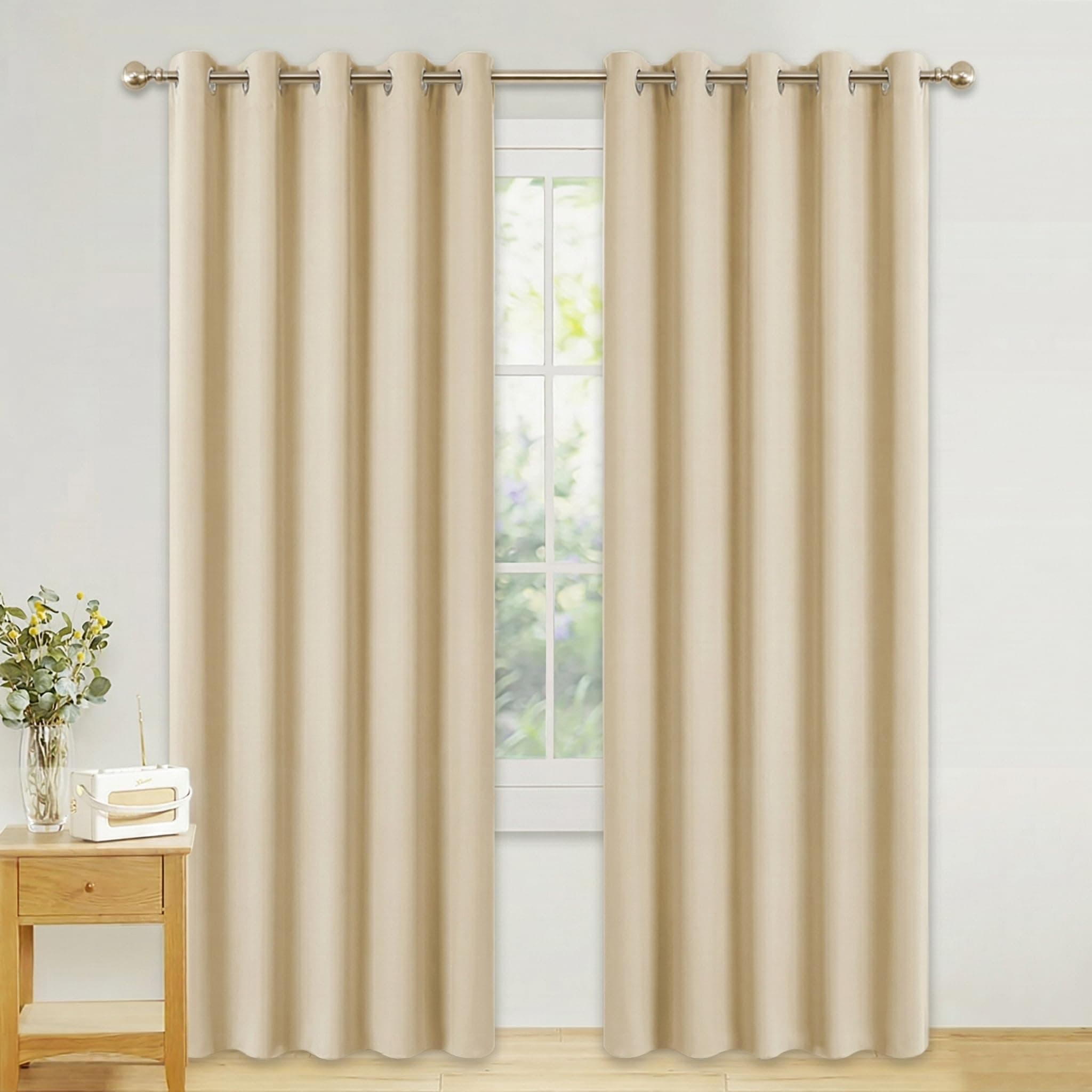 PONY DANCE Tenda Oscurante con Occhielli per Finestre Moderne Decorazione Curtains Tende Termiche per Camera da Letto e Soggiorno 2 Pezzi L 167 x A 228 cm, Beige