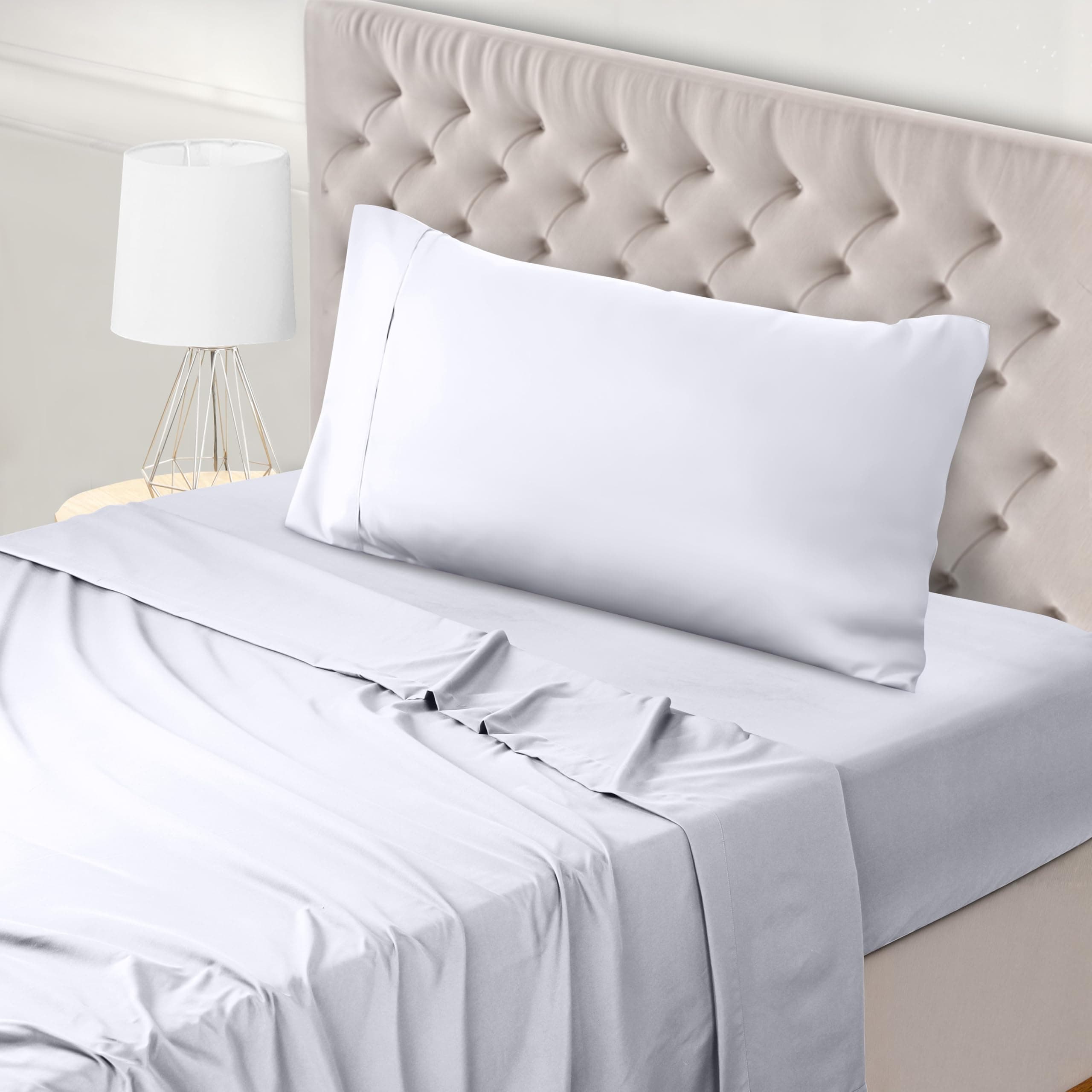 Utopia Bedding Parure de Lit 90x190, Draps de Lit 1 Personne, Ensemble de Draps 3 Pièces, Polyester Microfibre, 1 Drap Housse 90x190, 1 Drap Plat 167x243 et 1 Taie d'oreiller 50x75, Blanc